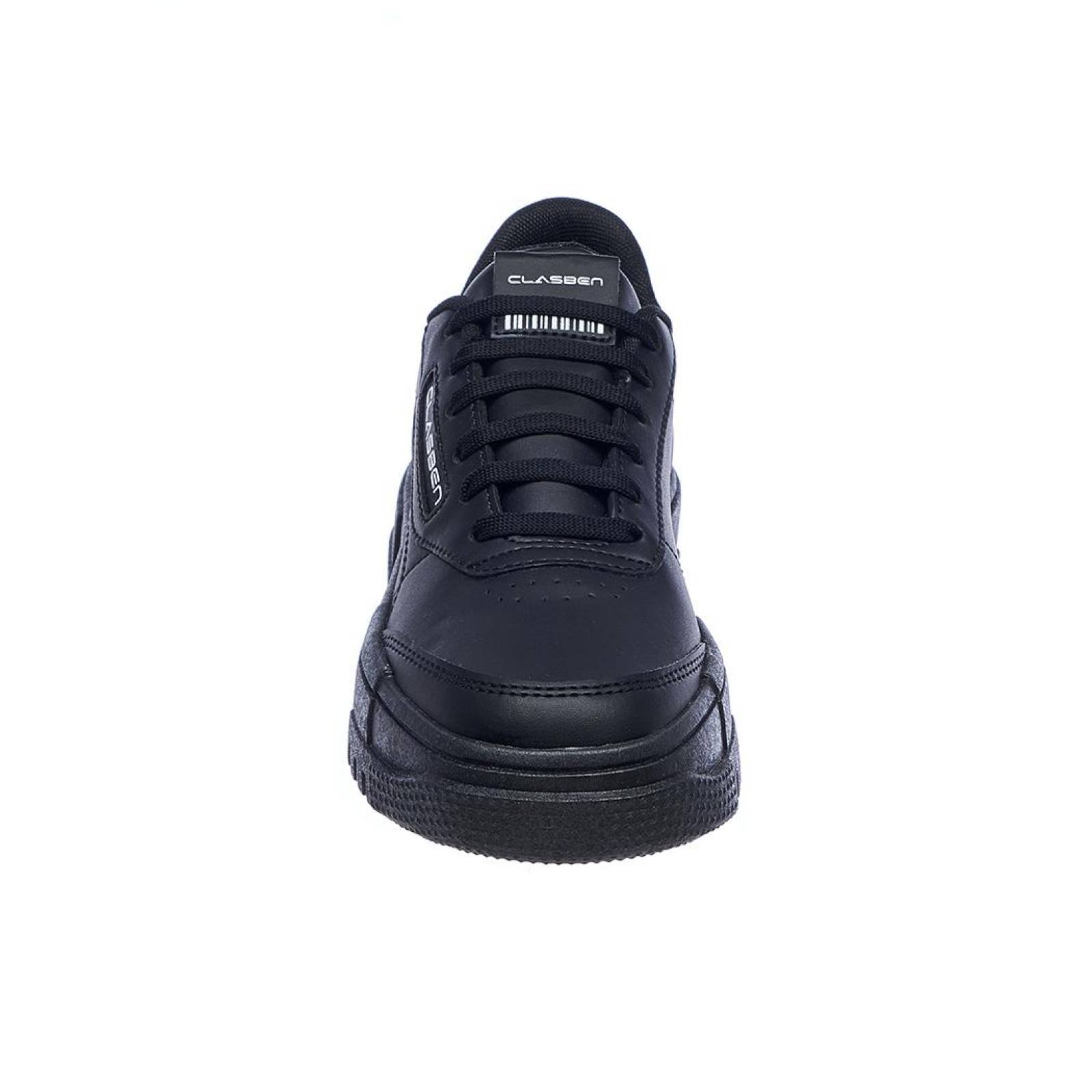 Tenis Mujer Moda Casual Urbana Fashion Tipo Piel Negro Suela Plataforma Ligera 024D3F