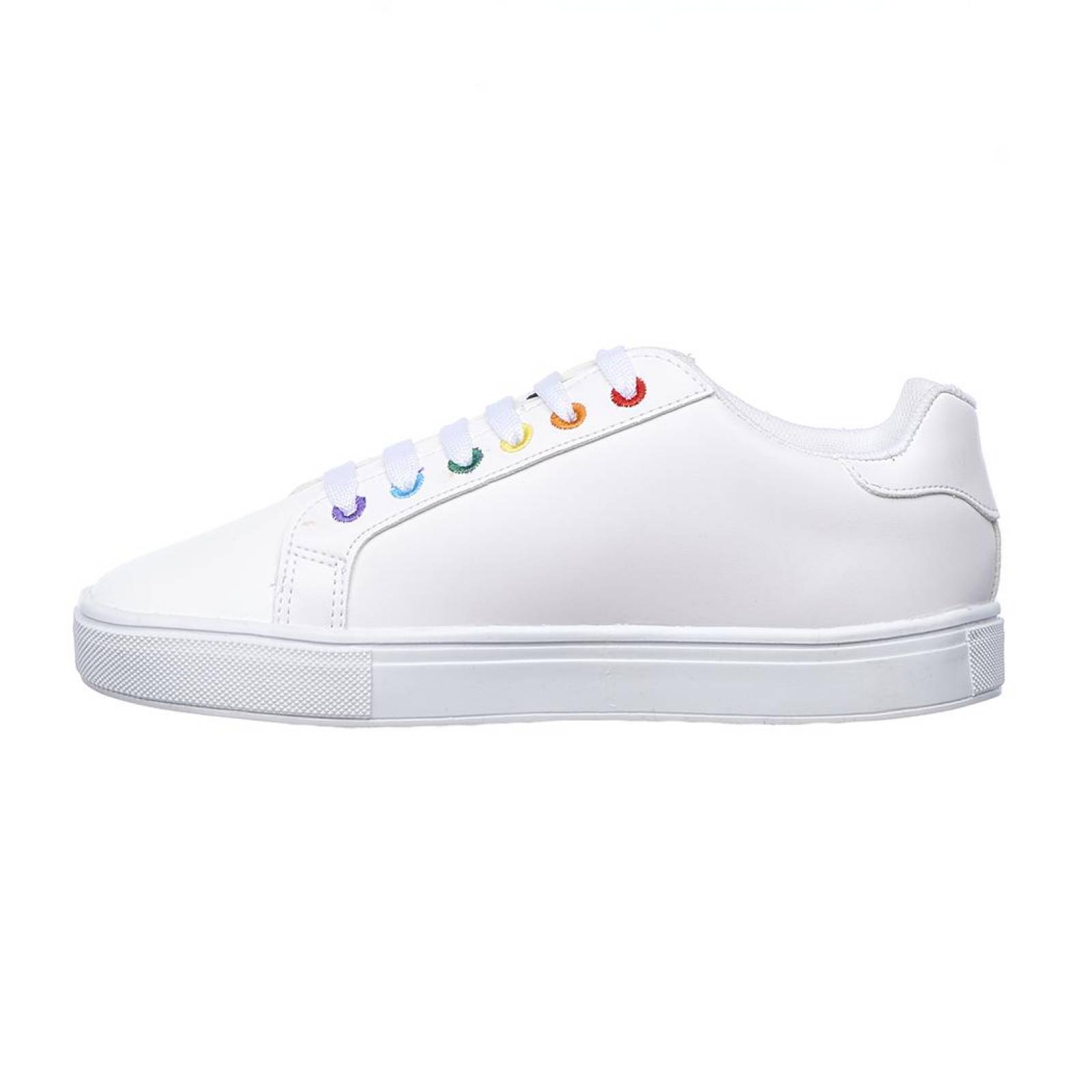 Tenis Mujer Moda Casual Urbana Fashion Tipo Piel Blanco Figuras Decorativas Arcoíris 052D2U 