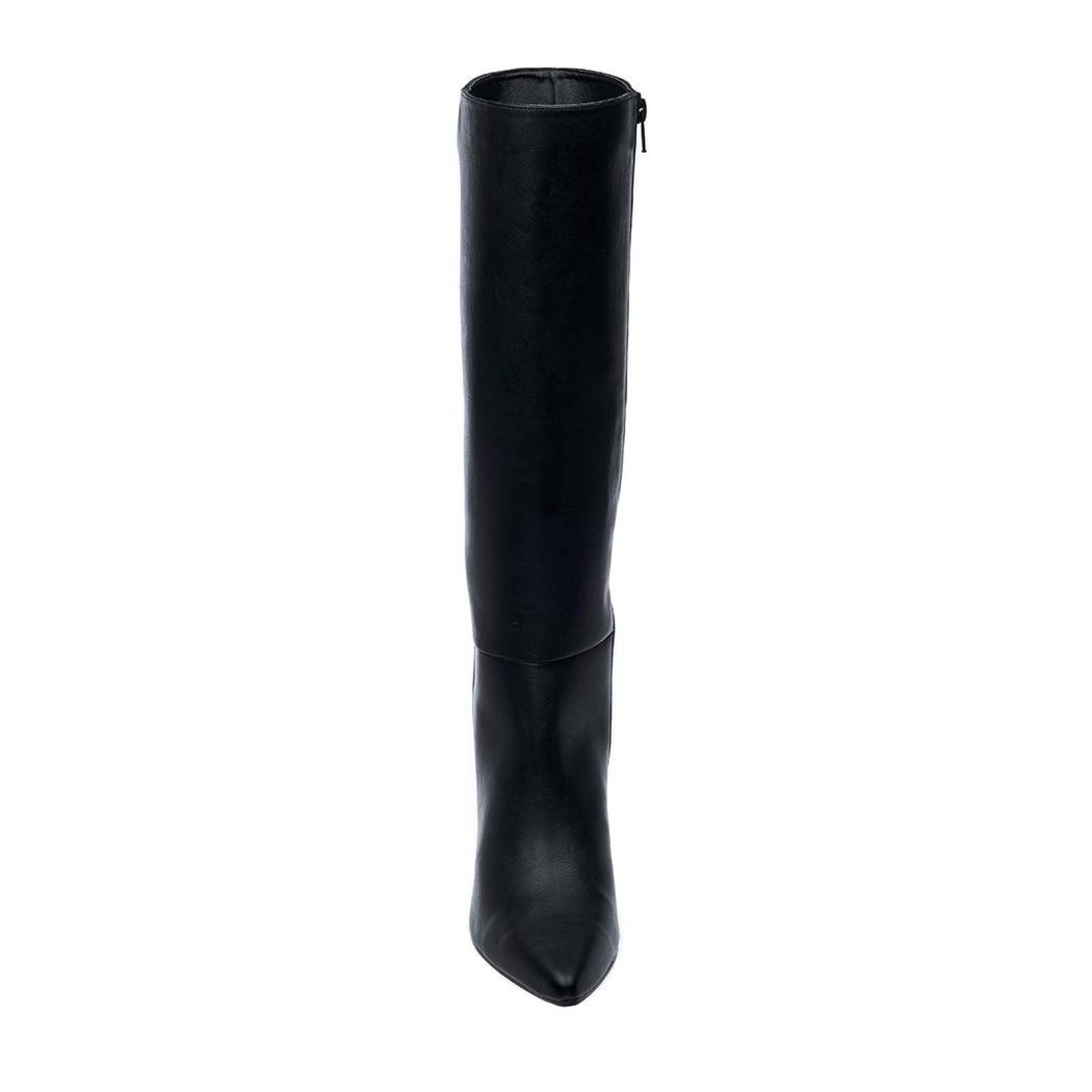 Botas Para Mujer Altas Tipo Piel Negro Tacón Ancho Casuales Lisas 040D2Q 