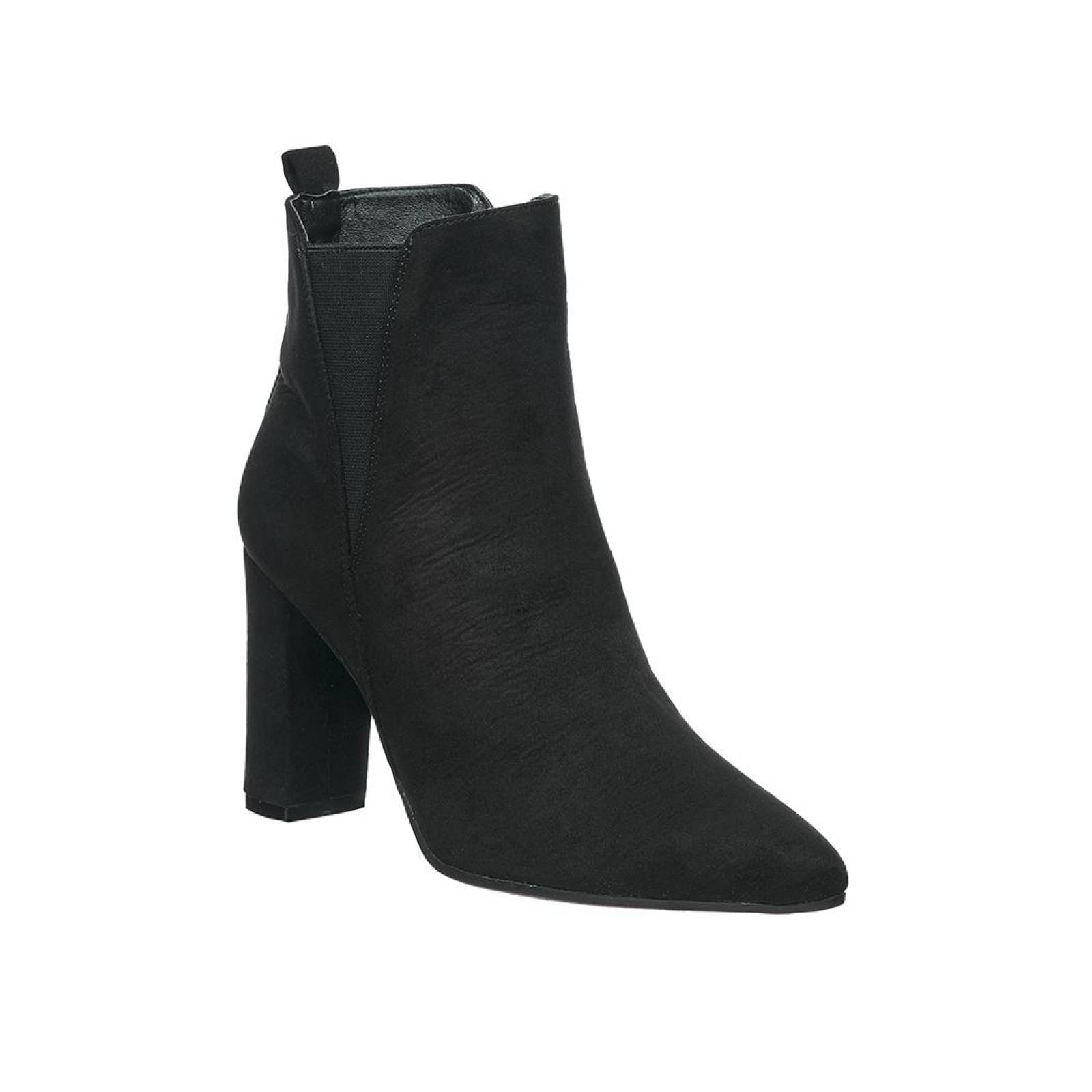 Botín Bota Picuda Para Mujer Moda Casual Tipo Gamuza Negro 040D2P 