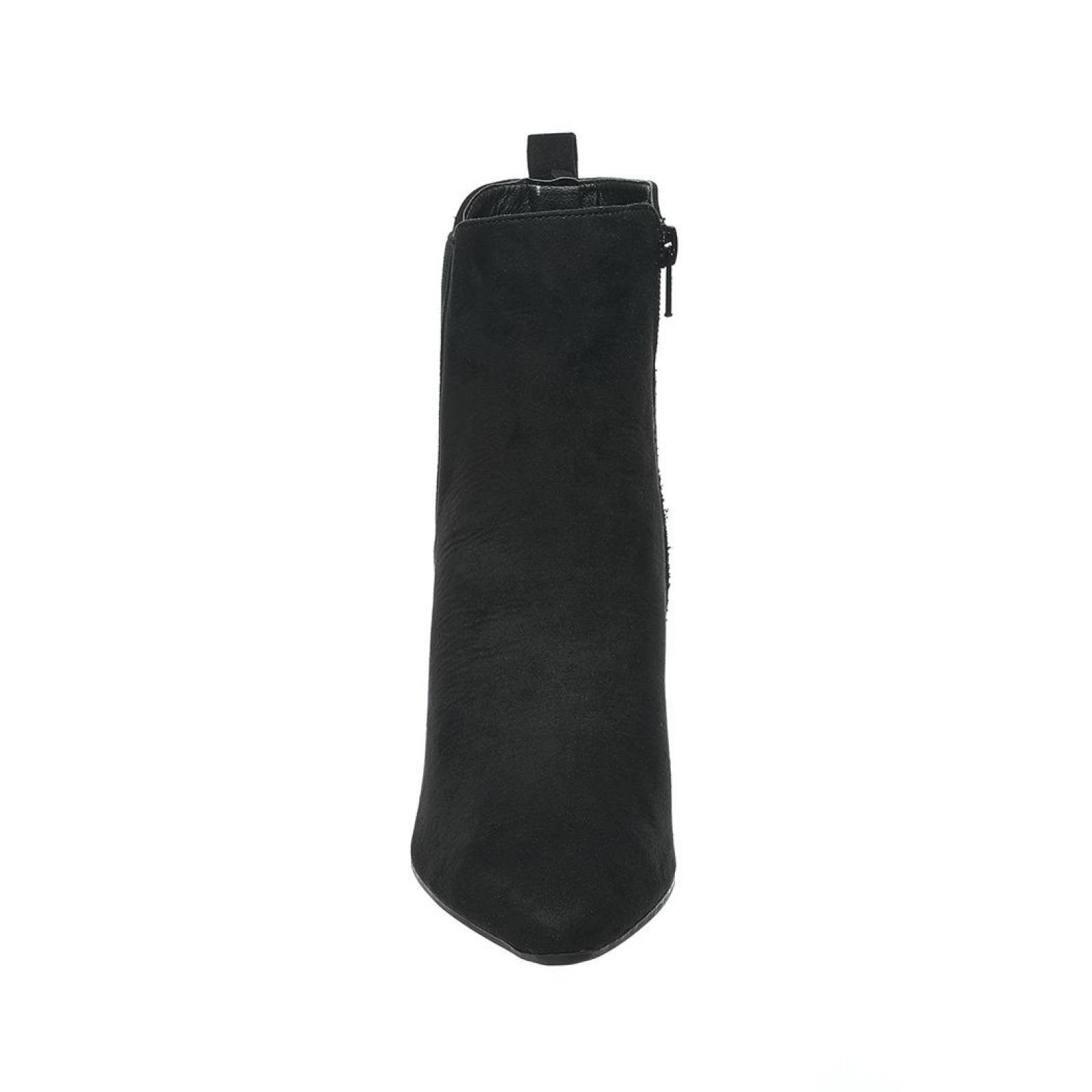 Botín Bota Picuda Para Mujer Moda Casual Tipo Gamuza Negro 040D2P 