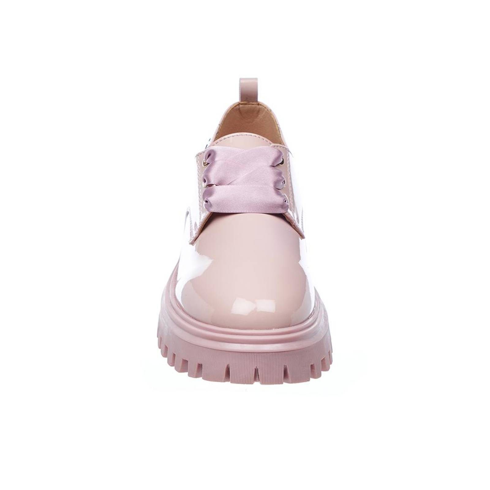 Zapato Mocasín Mujer Moda Casual Juvenil Urbano Charol Rosa Pastel Broche Decorativo Agujeta 131B11 