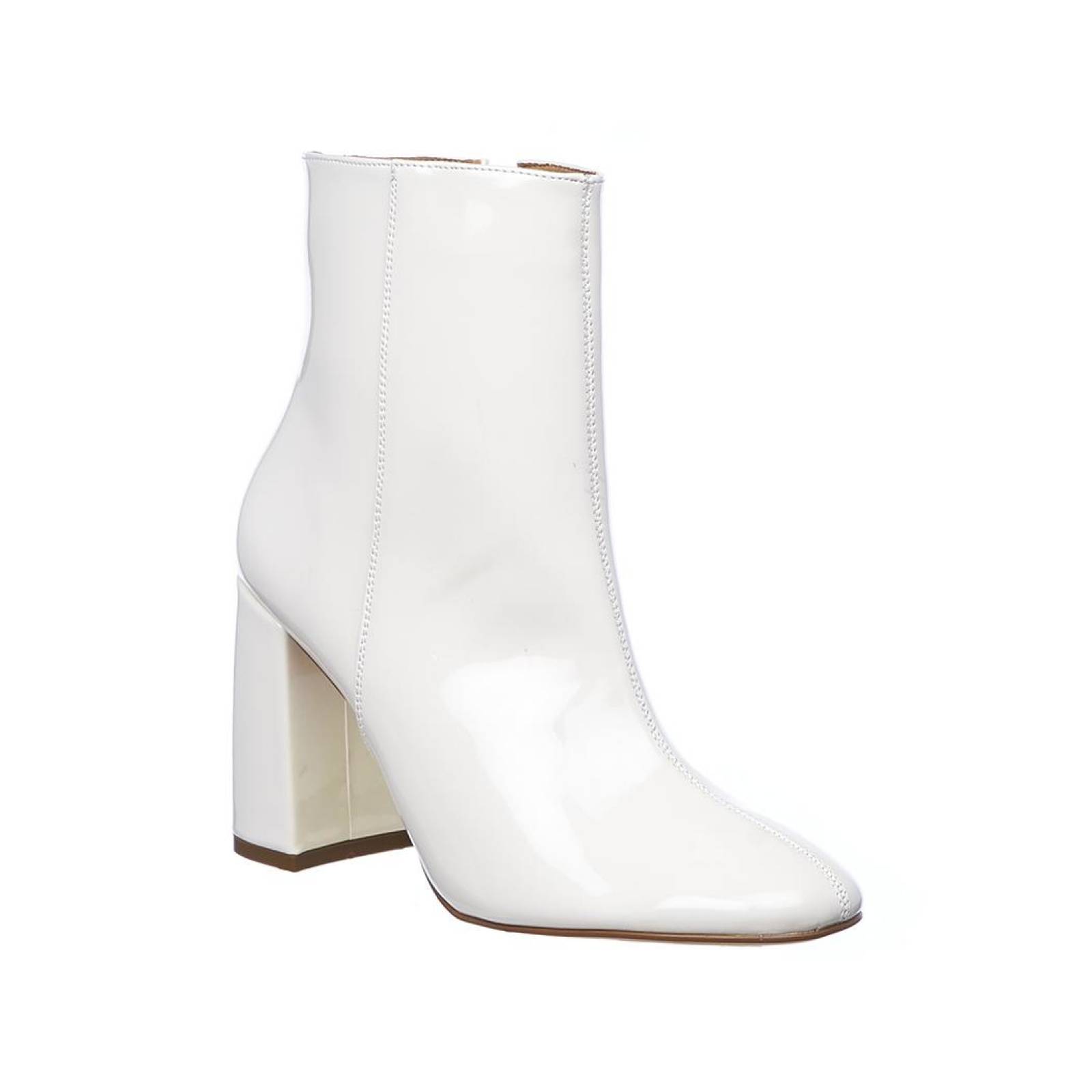 Botines Para Mujer Lisos Básicos Charol Blancos Moda Casual Juvenil 040D1Z