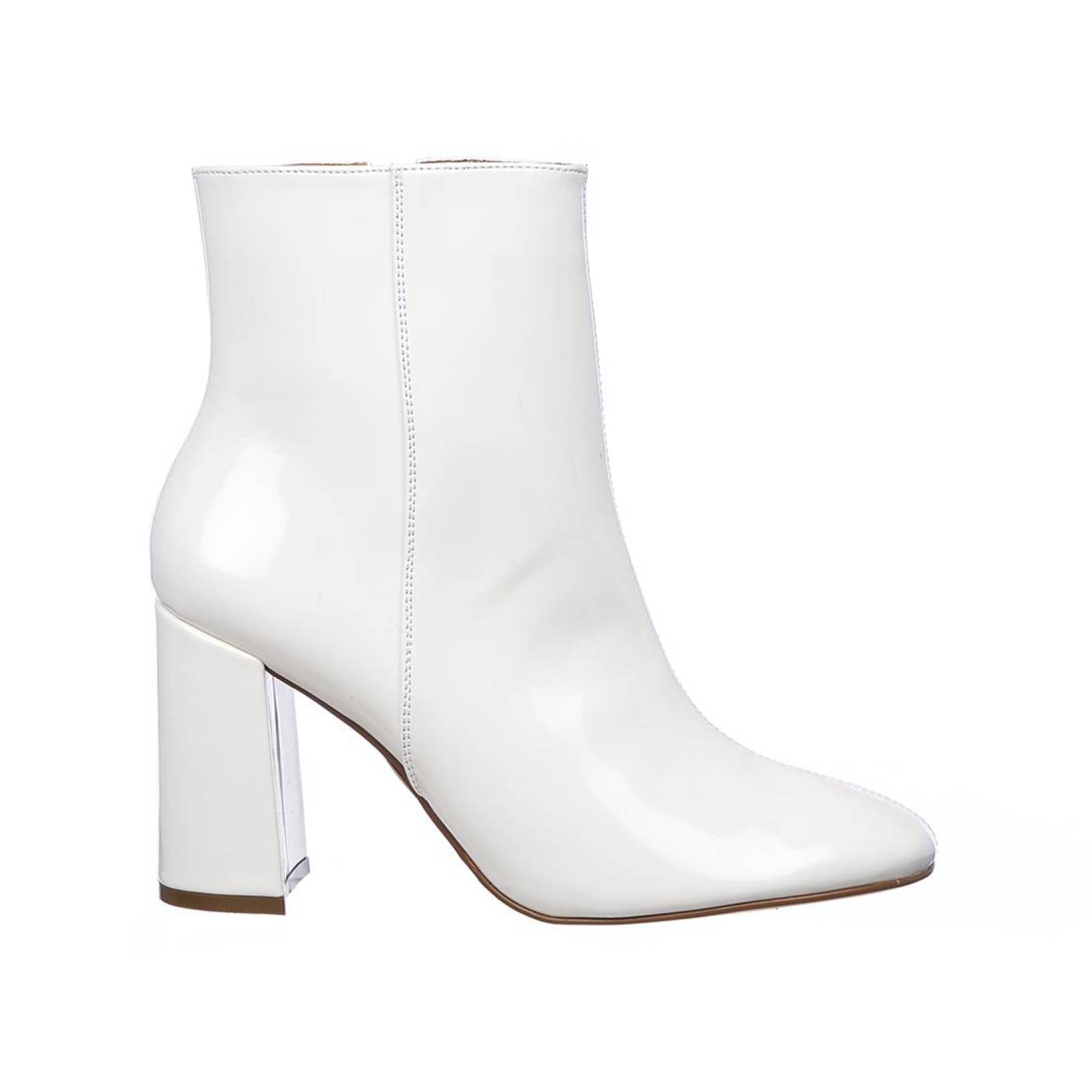 Botines Para Mujer Lisos Básicos Charol Blancos Moda Casual Juvenil 040D1Z