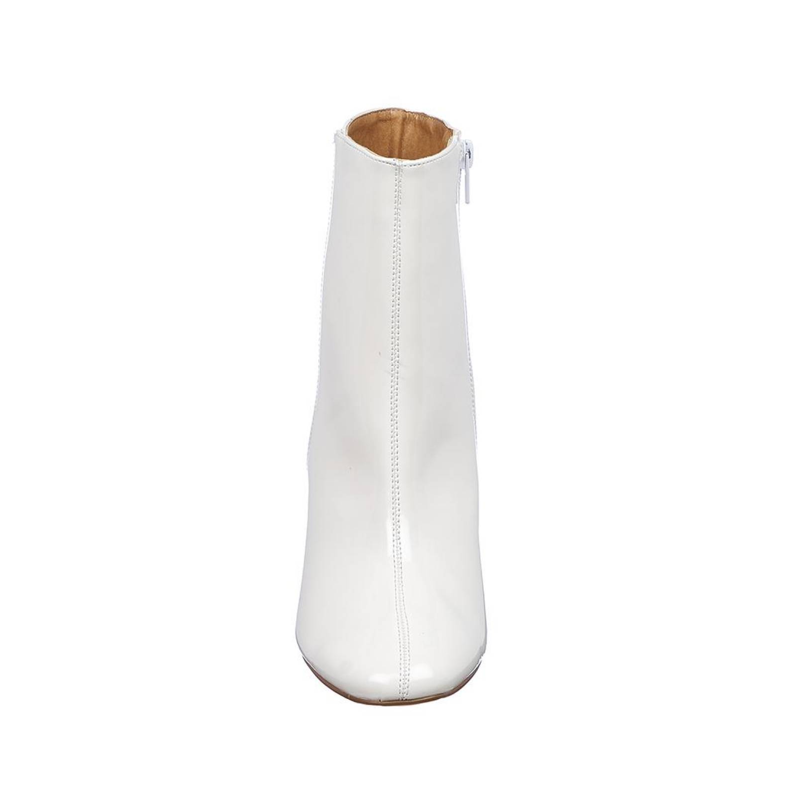 Botines Para Mujer Lisos Básicos Charol Blancos Moda Casual Juvenil 040D1Z