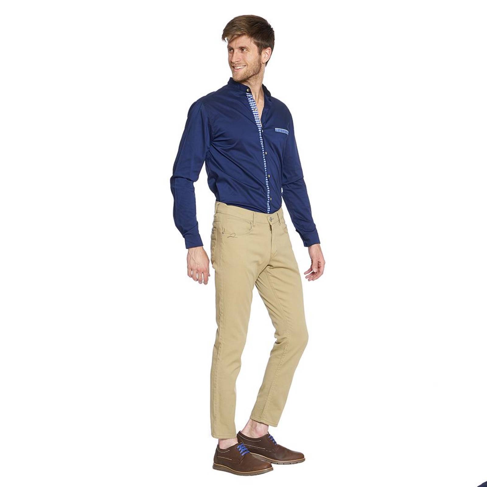 Pantalón De Vestir Casual Formal Para Hombre Arena Con Bolsas 770228 