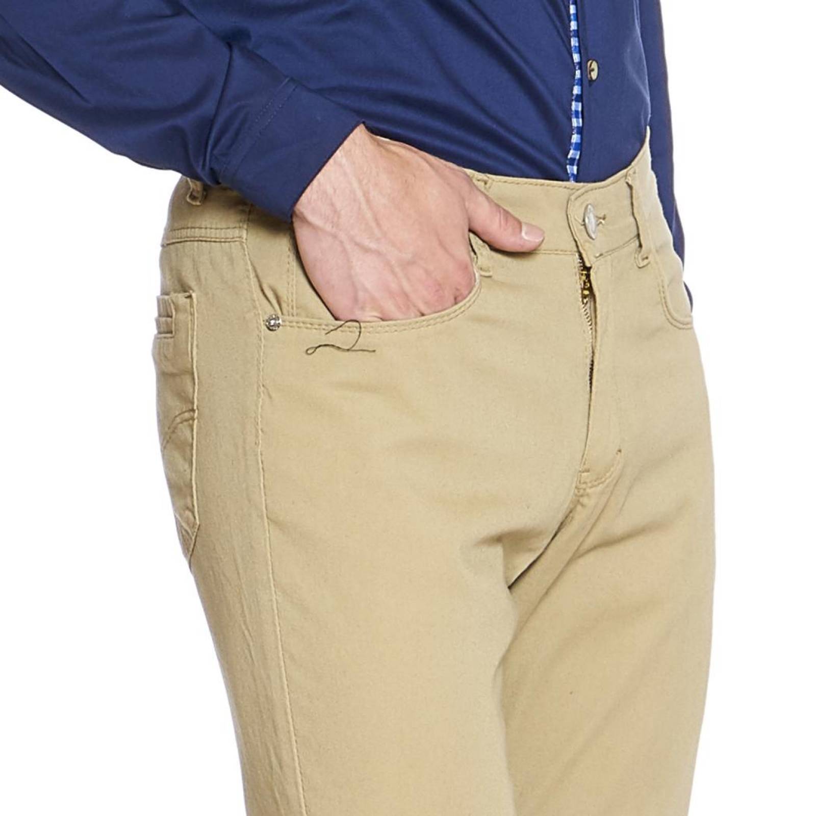 Pantalón De Vestir Casual Formal Para Hombre Arena Con Bolsas 770228 