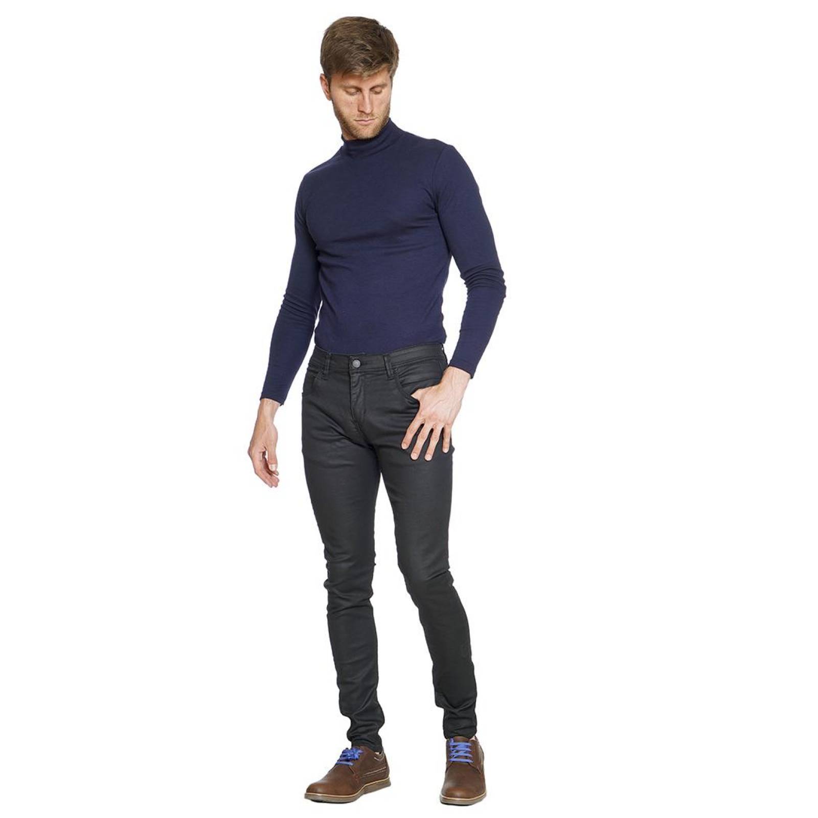 Pantalón Negro Para Hombre Casual Formal Con Bolsas Cómodo 770227