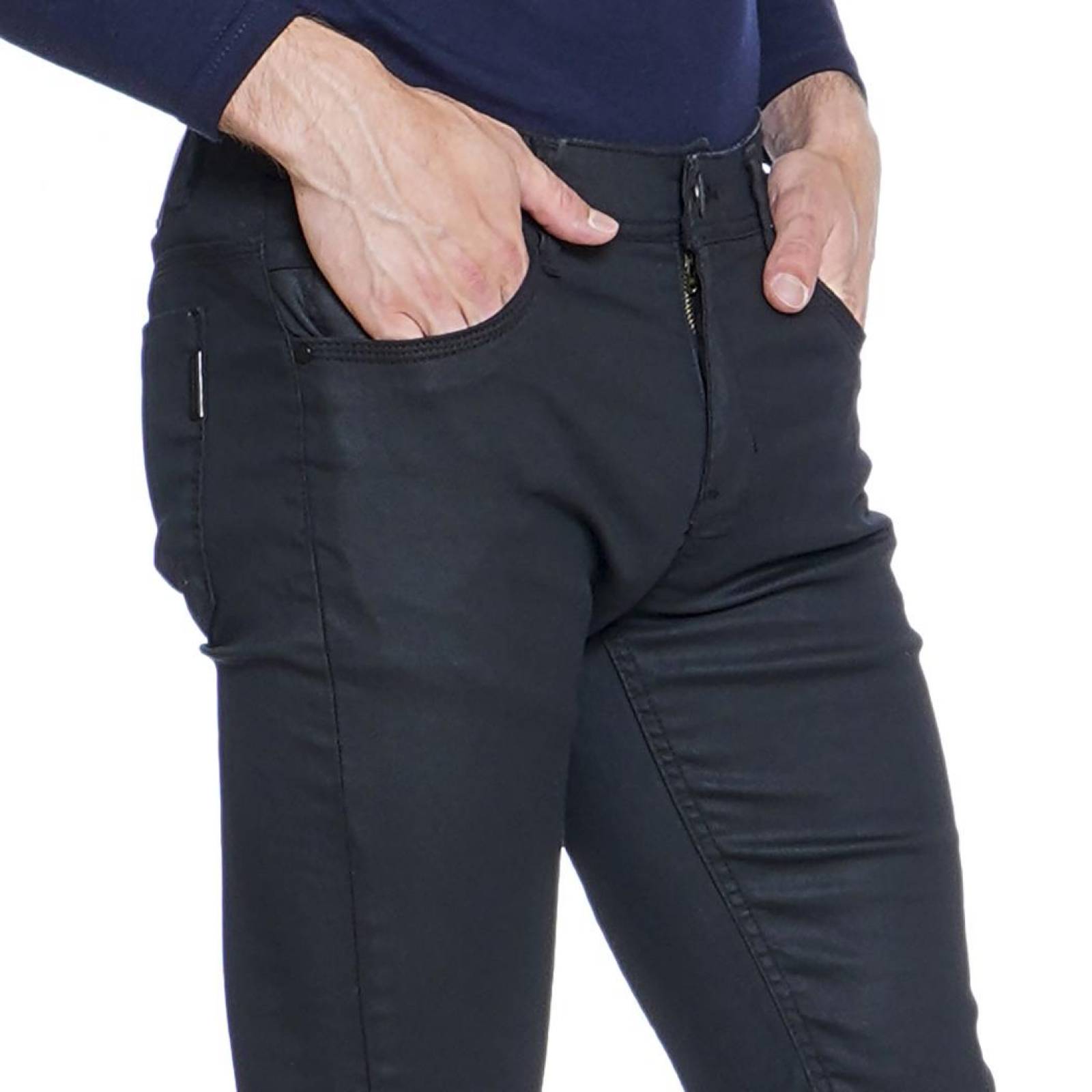 Pantalón Negro Para Hombre Casual Formal Con Bolsas Cómodo 770227