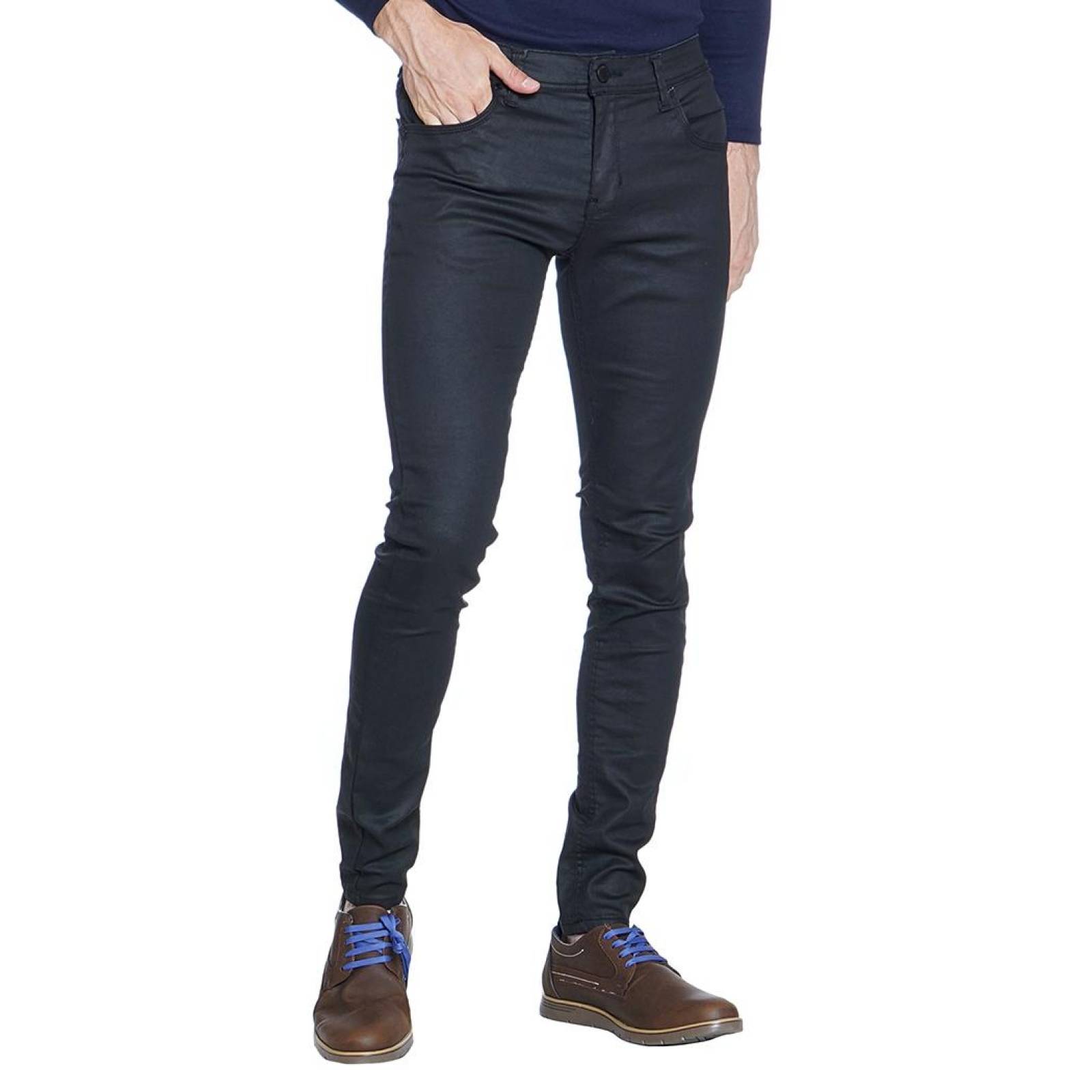 Pantalón Negro Para Hombre Casual Formal Con Bolsas Cómodo 770227