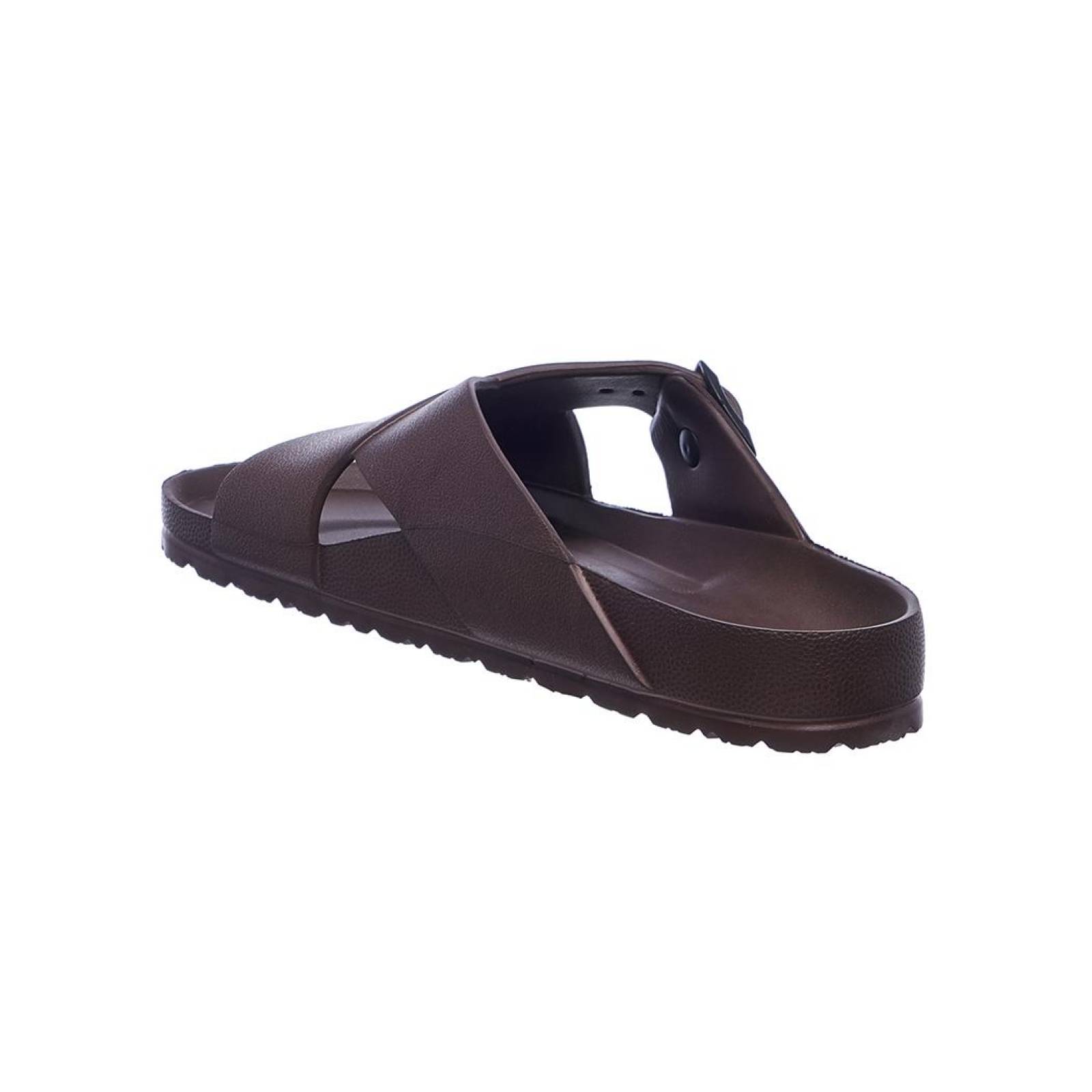 Sandalias Para Hombre Cruzadas Con Hebilla Full Plastic Café Casuales 046C15