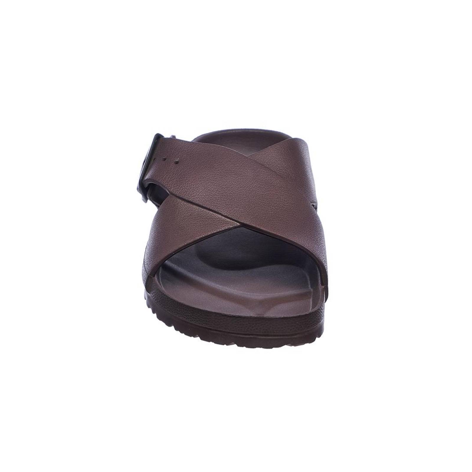 Sandalias Para Hombre Cruzadas Con Hebilla Full Plastic Café Casuales 046C15