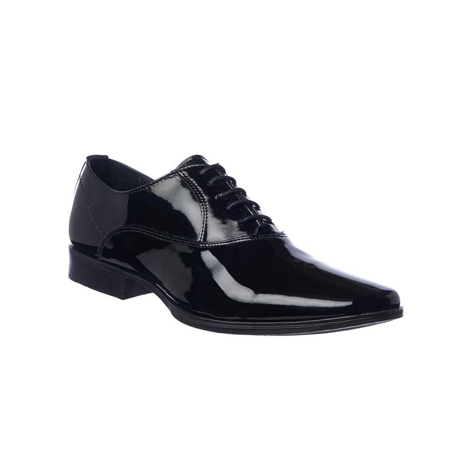 Zapatos Oxford Para Hombre De Vestir Formales Lisos Charol Negros 034C13 