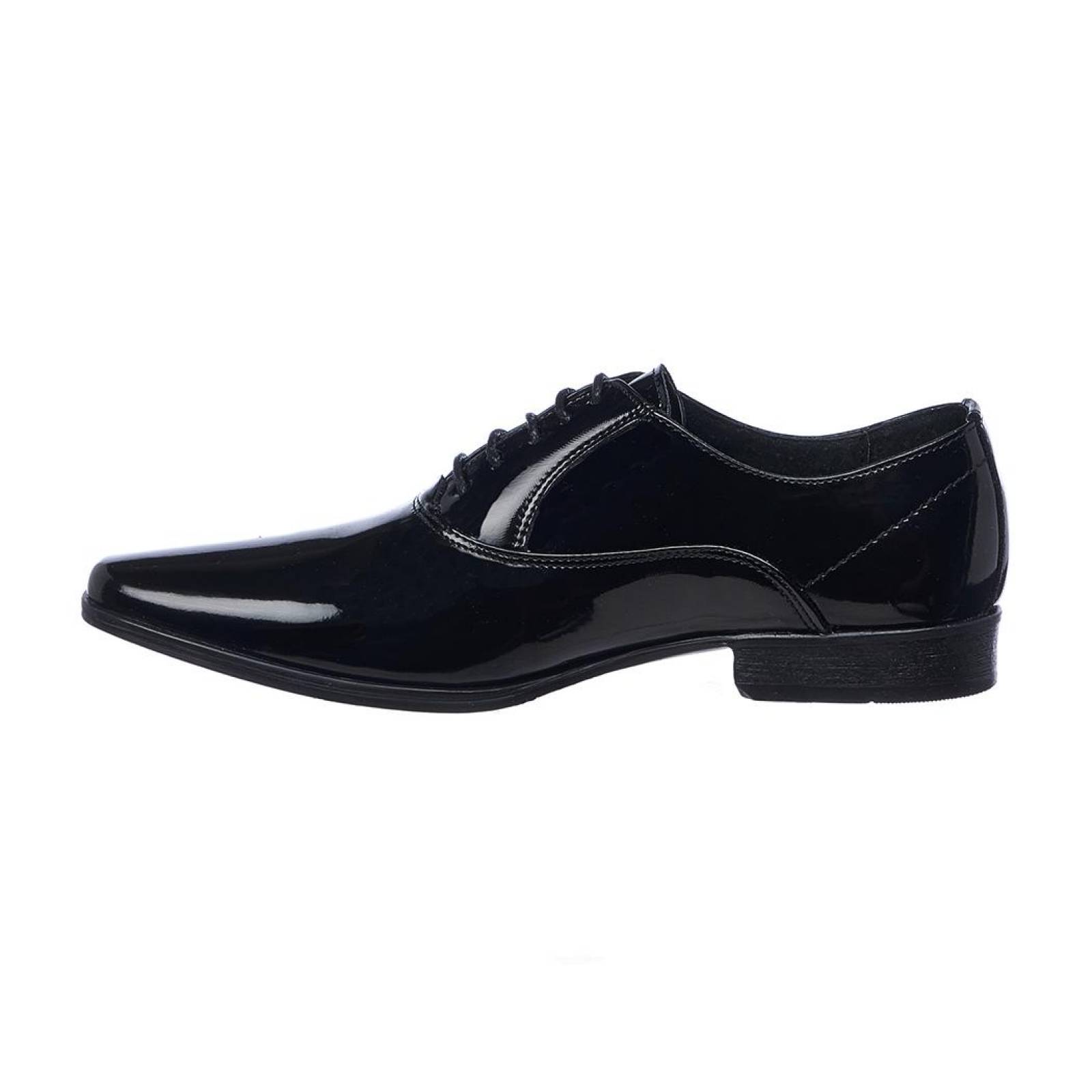 Zapatos Oxford Para Hombre De Vestir Formales Lisos Charol Negros 034C13 