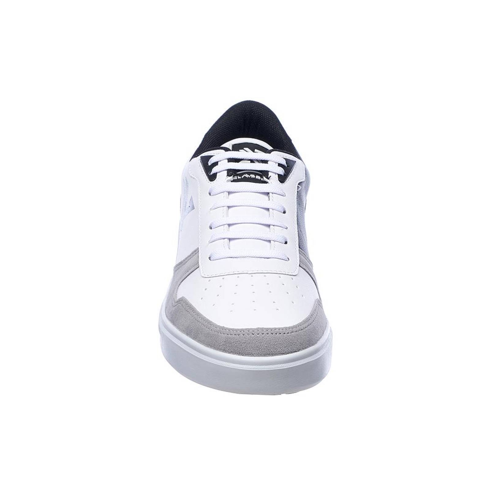 Tenis Sneaker Hombre Moda Casual Urbana Ligeros Tipo Piel Blanco Detalles en Gris Negro 024C2M 