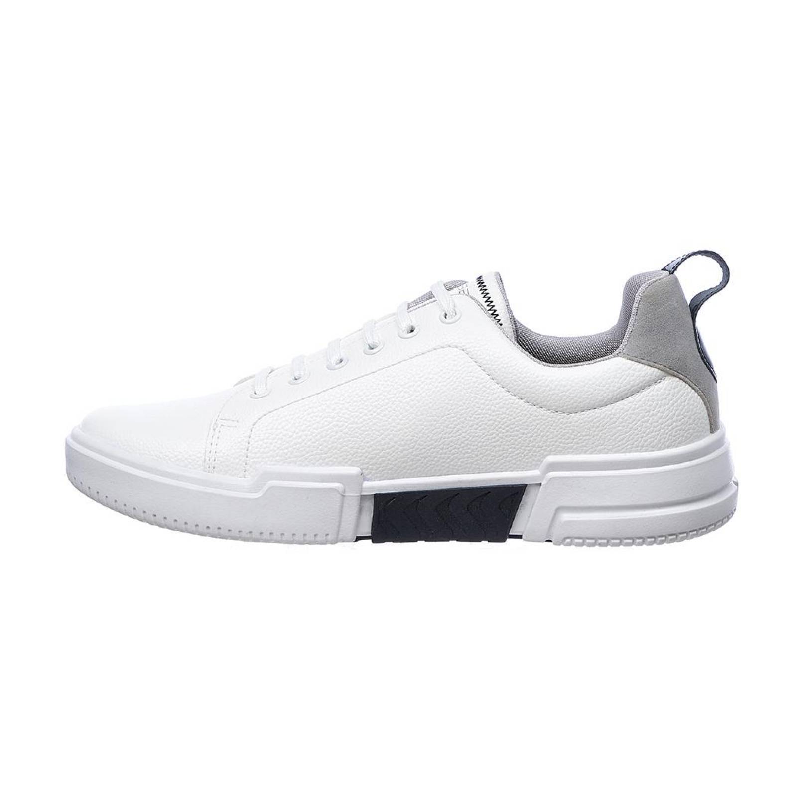 Tenis Sneaker Hombre Moda Casual Urbano Ligero Cómodo Suave Tipo Piel Blanco 024C3D 