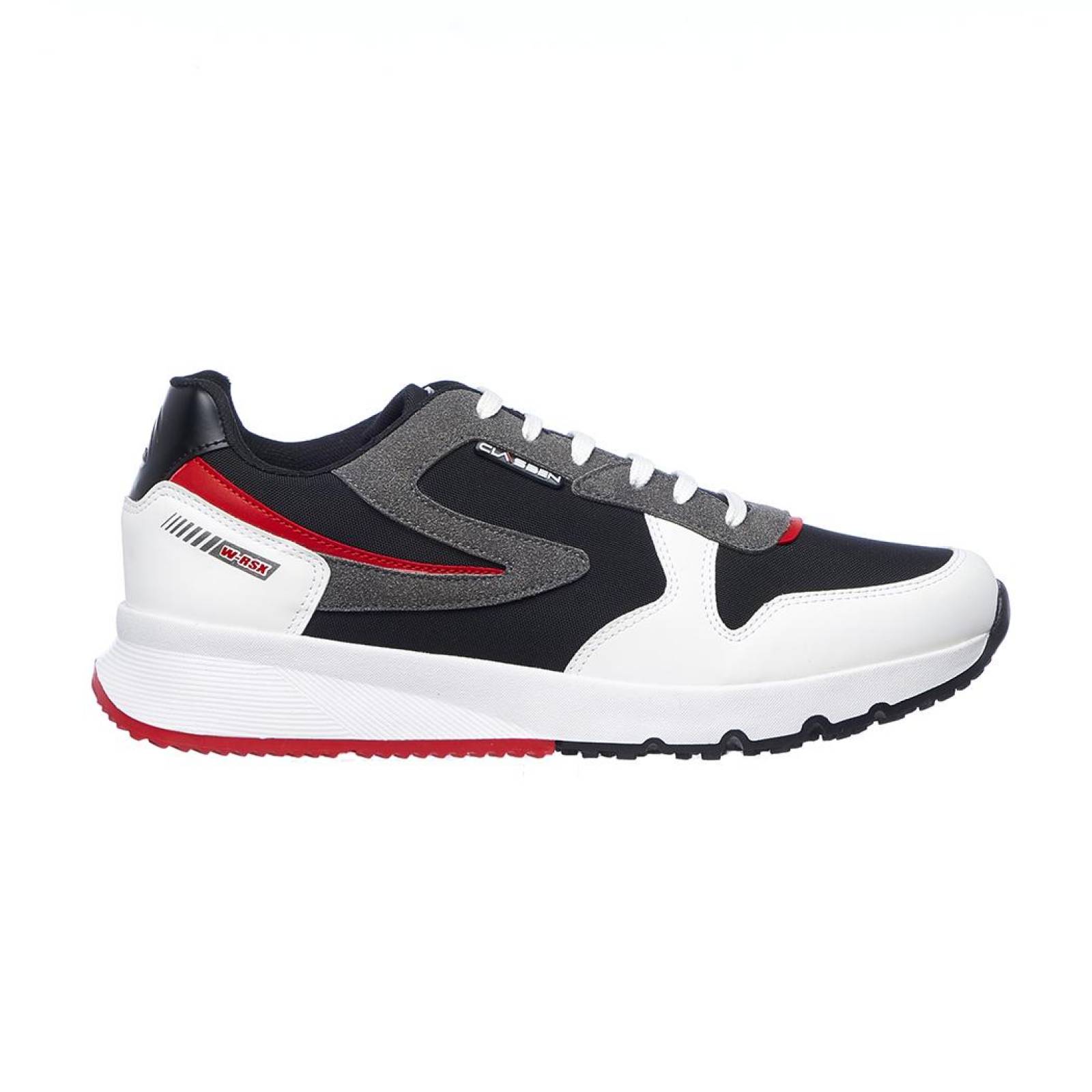 Tenis Hombre Deportivo Moda Urbana Cómodo Tipo Piel Blanco Negro Detalles Rojo 024C2U 