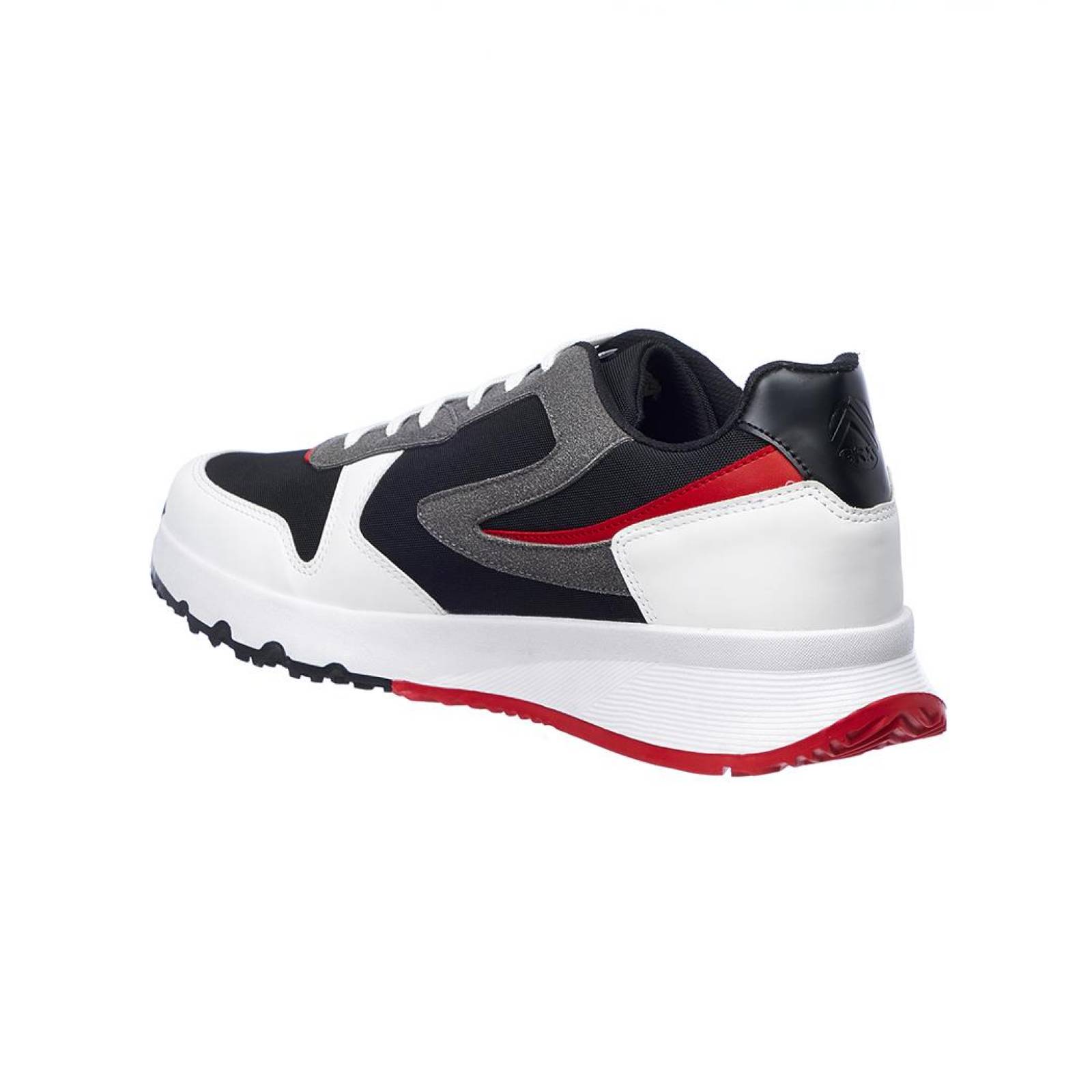 Tenis Hombre Deportivo Moda Urbana Cómodo Tipo Piel Blanco Negro Detalles Rojo 024C2U 