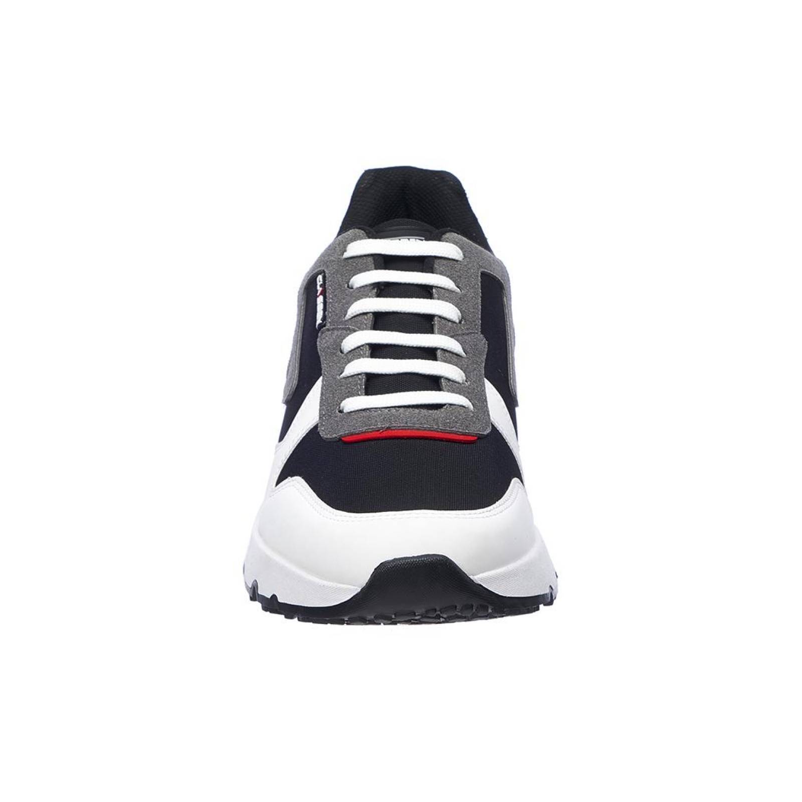 Tenis Hombre Deportivo Moda Urbana Cómodo Tipo Piel Blanco Negro Detalles Rojo 024C2U 