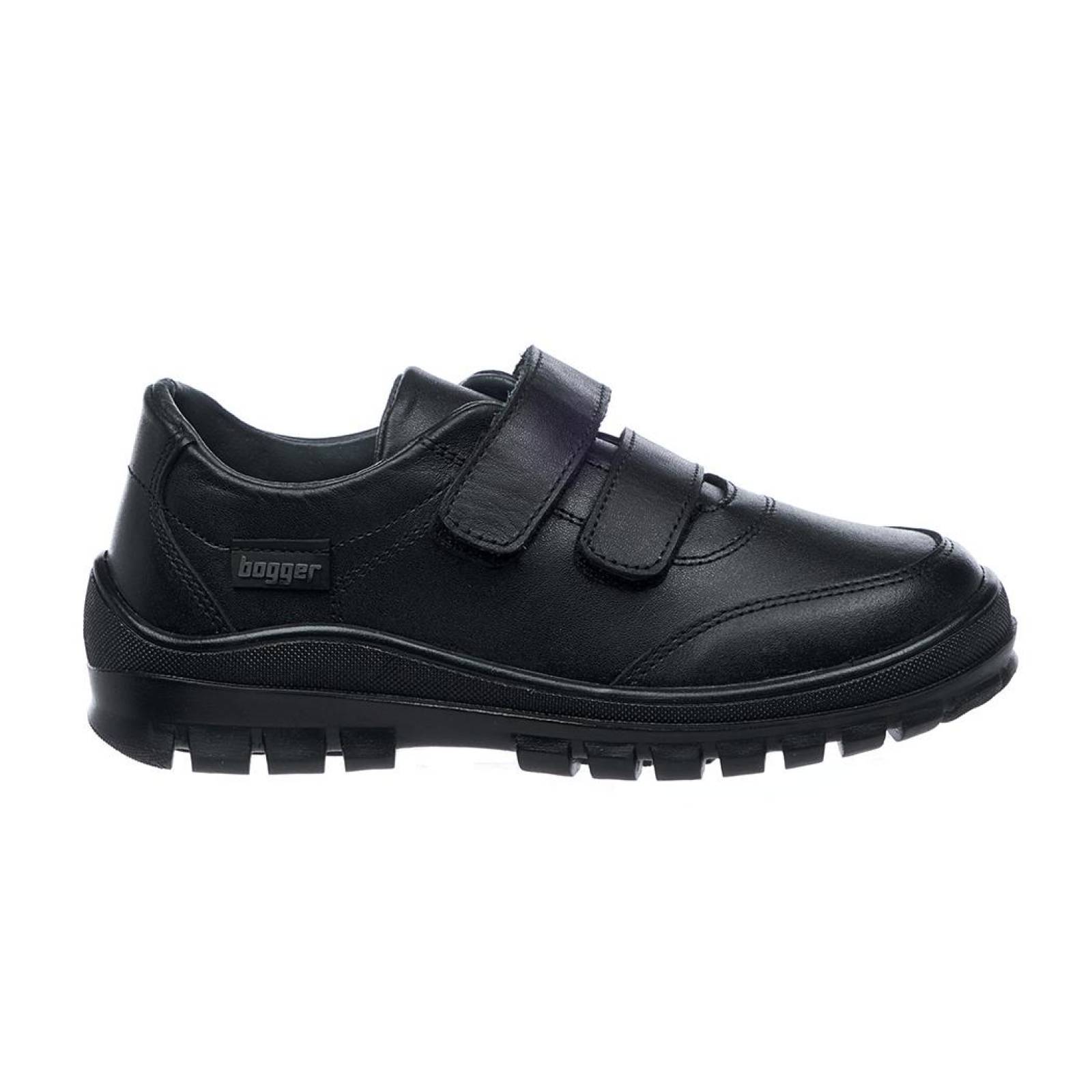 Zapatos Escolares Para Niños Juvenil Con Velcro Piel Color Negro Casuales 131N15 