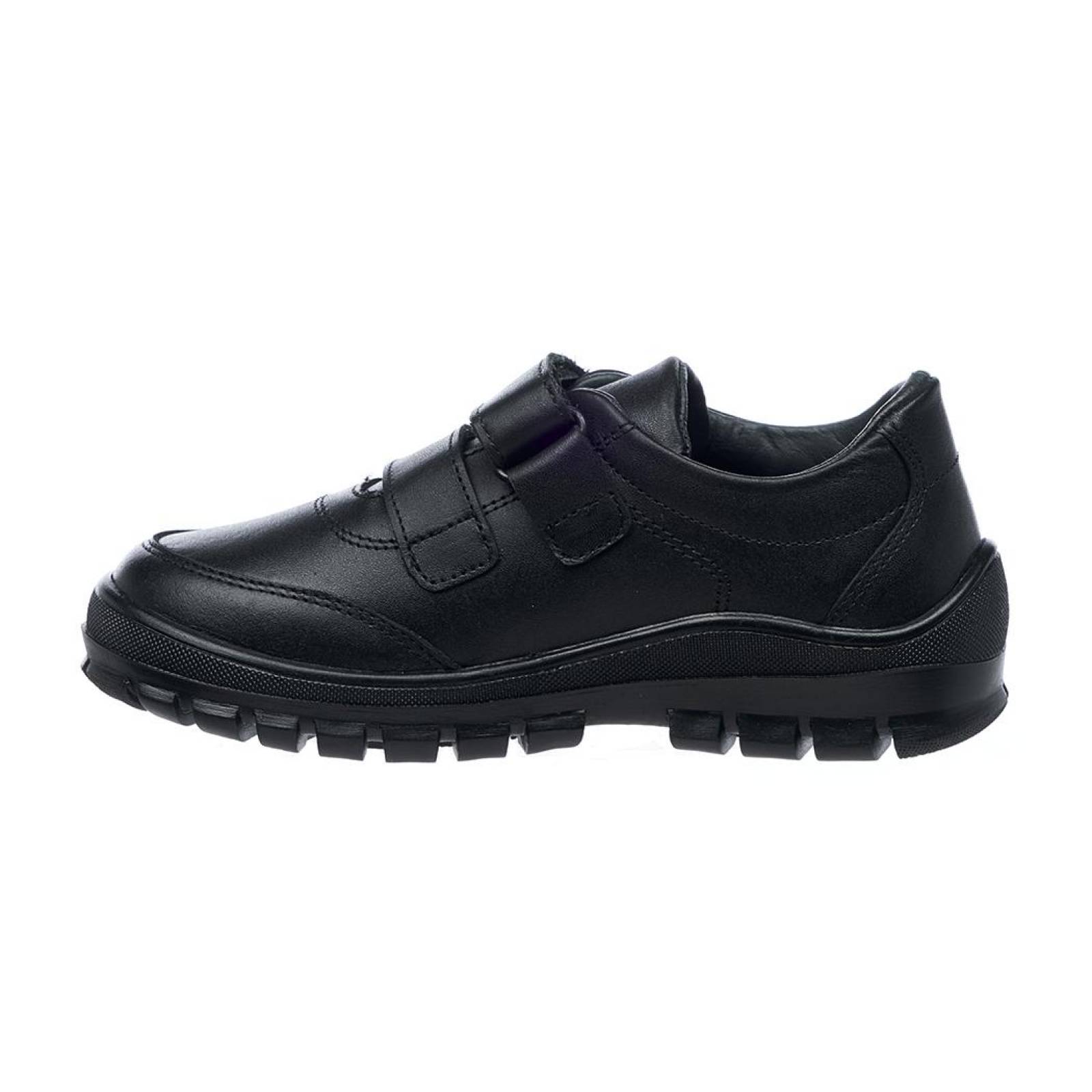 Zapatos Escolares Para Niños Juvenil Con Velcro Piel Color Negro Casuales 131N15 