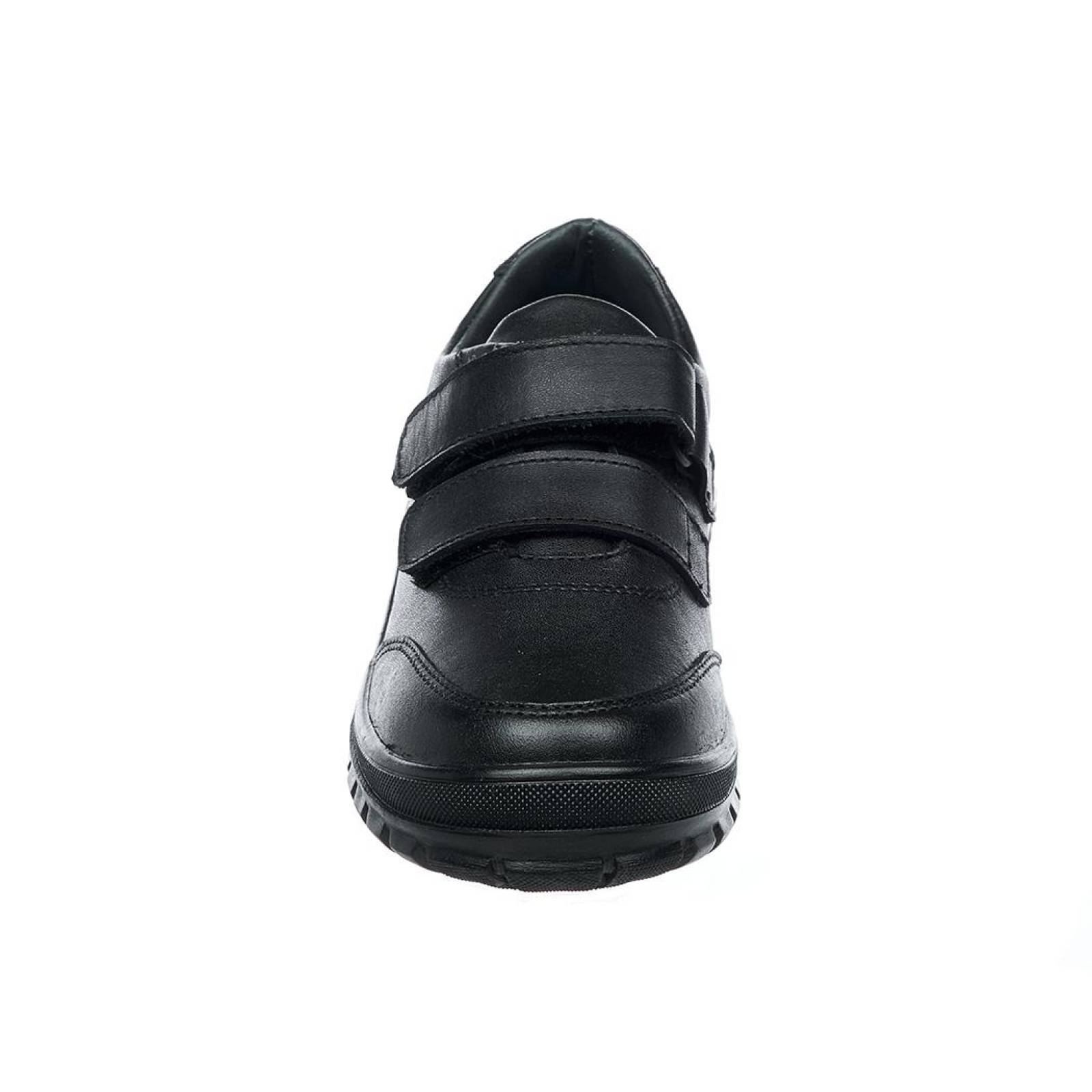 Zapatos Escolares Para Niños Juvenil Con Velcro Piel Color Negro Casuales 131N15 