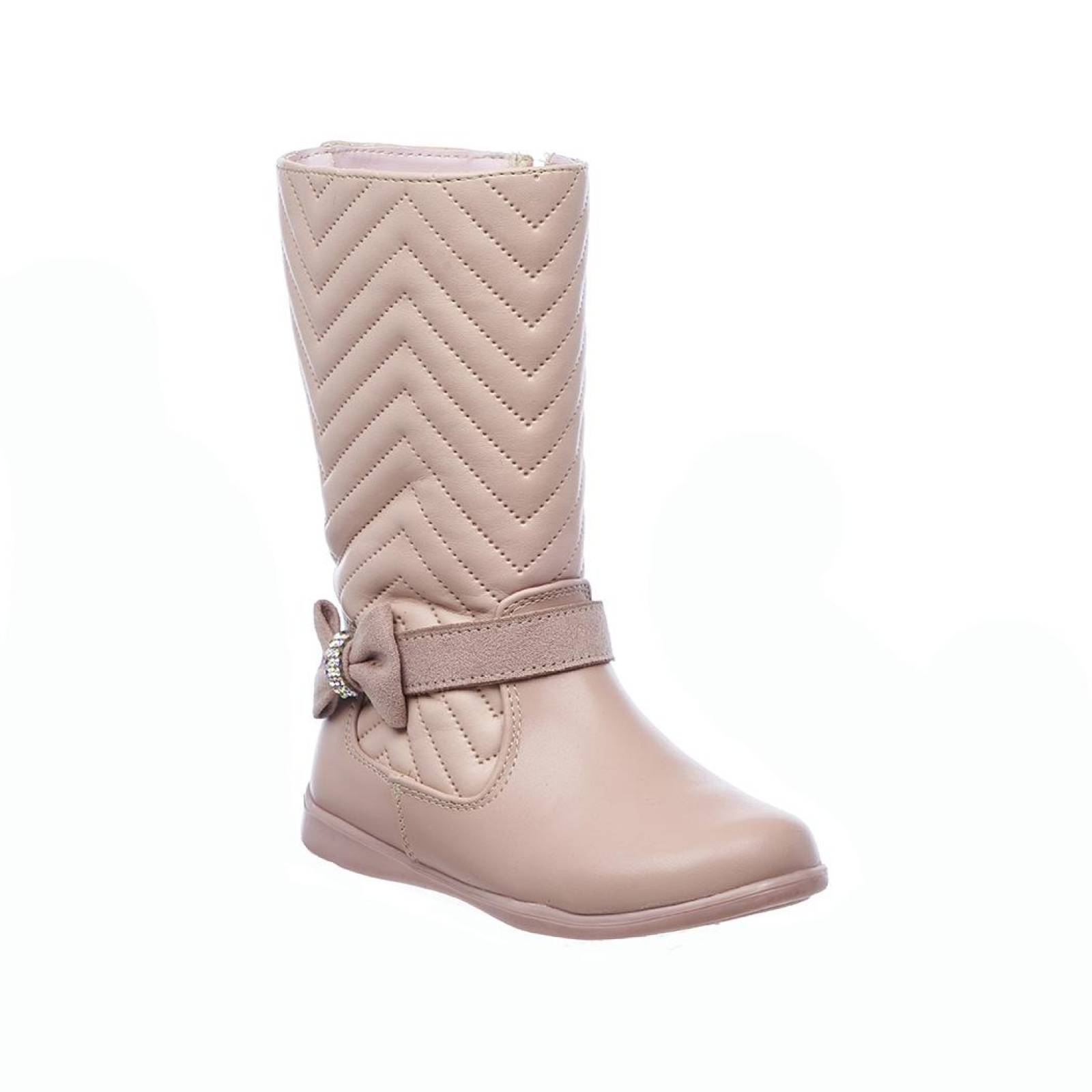 Botas Altas Para Niñas Con Moño Tipo Piel Nude Cómodas Casuales 005N5G