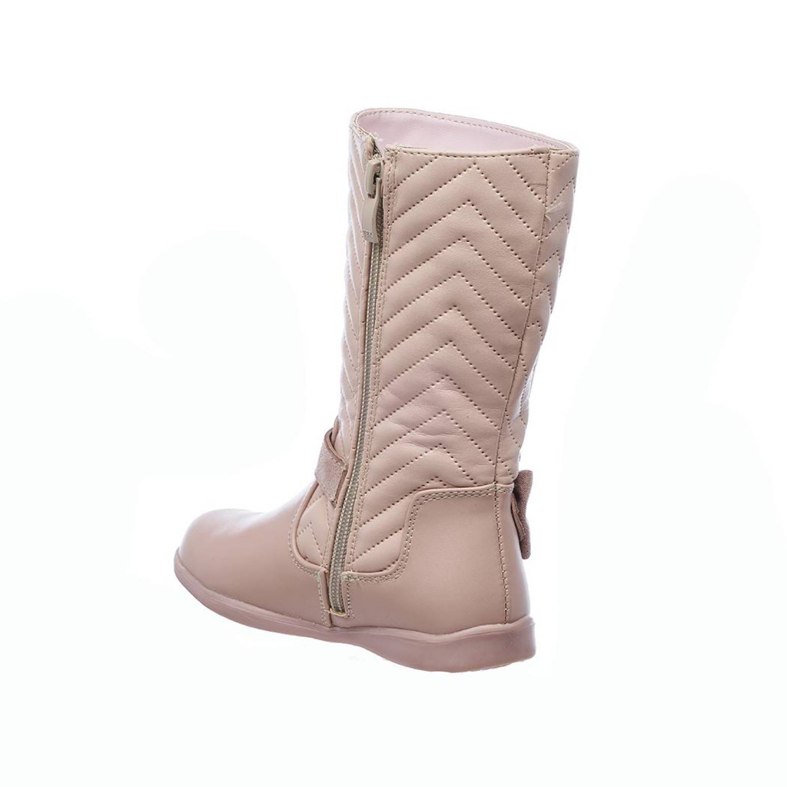 Botas Altas Para Niñas Con Moño Tipo Piel Nude Cómodas Casuales 005N5G
