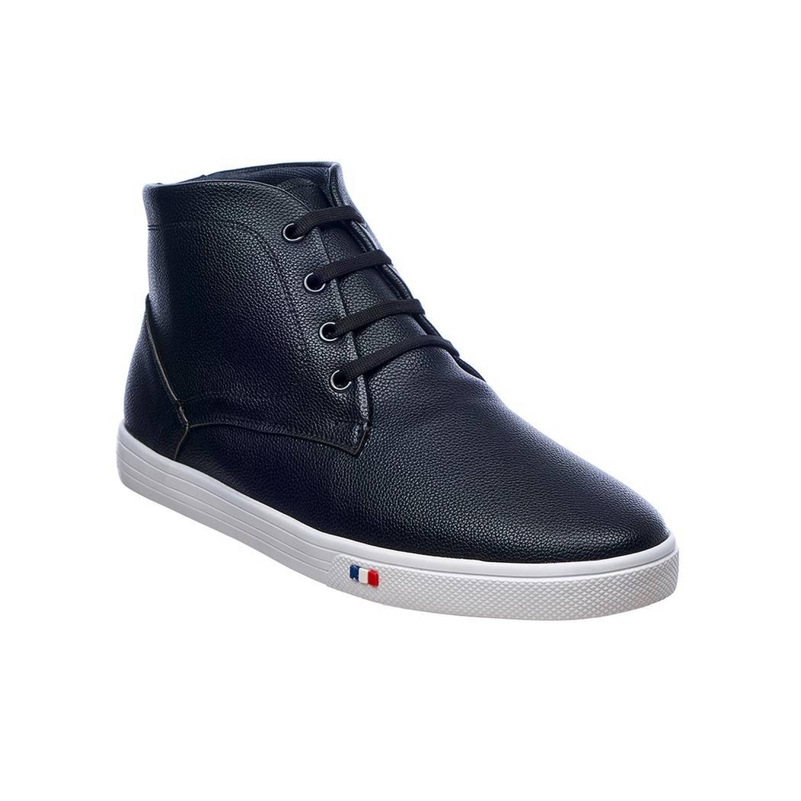 Botin hombre casual negro tipo piel comodo perfecto para tu outfit 046C14 