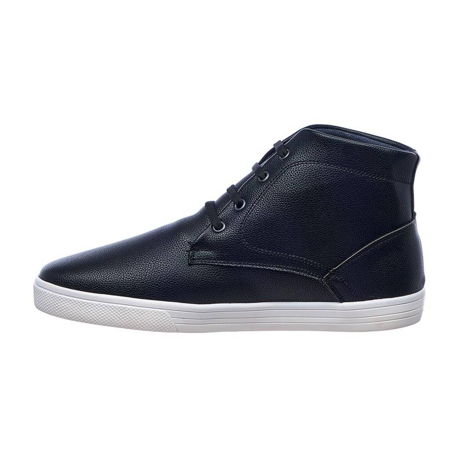 Botin hombre casual negro tipo piel comodo perfecto para tu outfit 046C14 