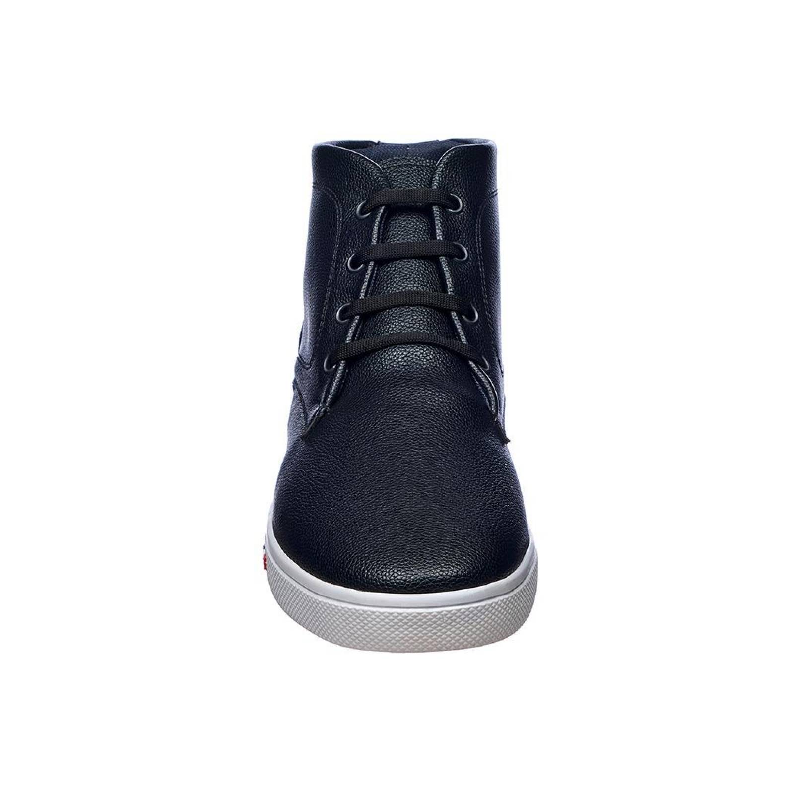 Botin hombre casual negro tipo piel comodo perfecto para tu outfit 046C14 