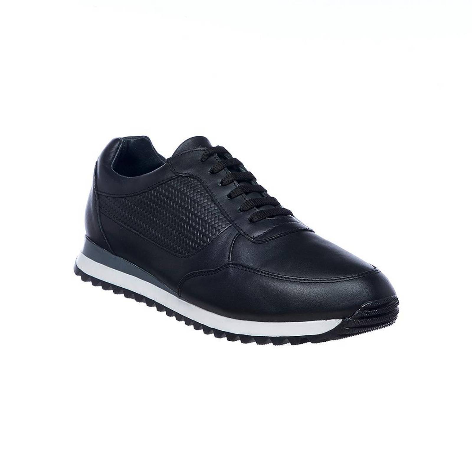 Tenis hombre tipo piel negro casual comodo urbano 046C11 