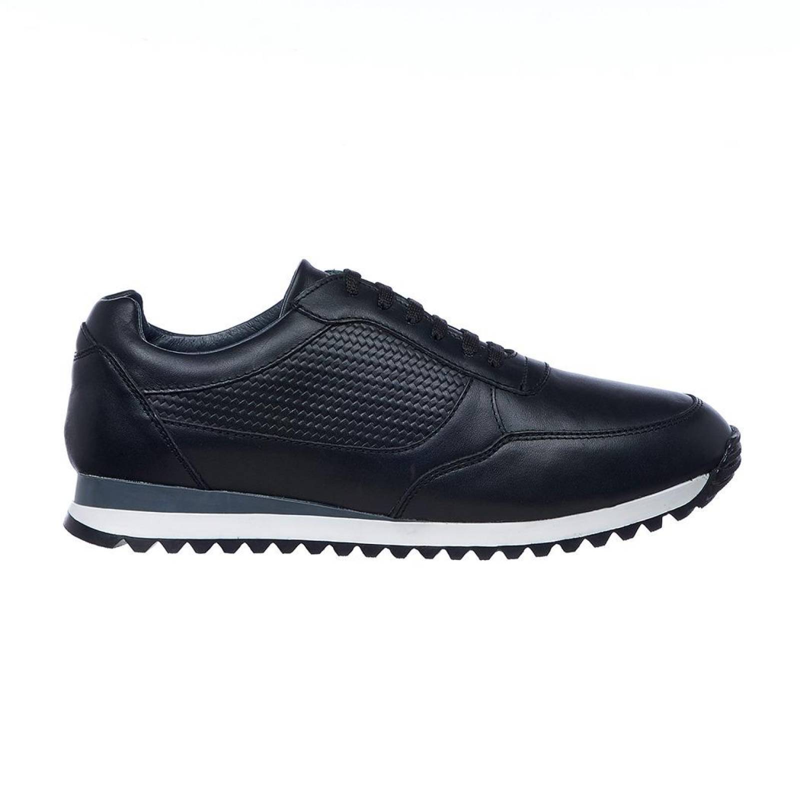 Tenis hombre tipo piel negro casual comodo urbano 046C11 