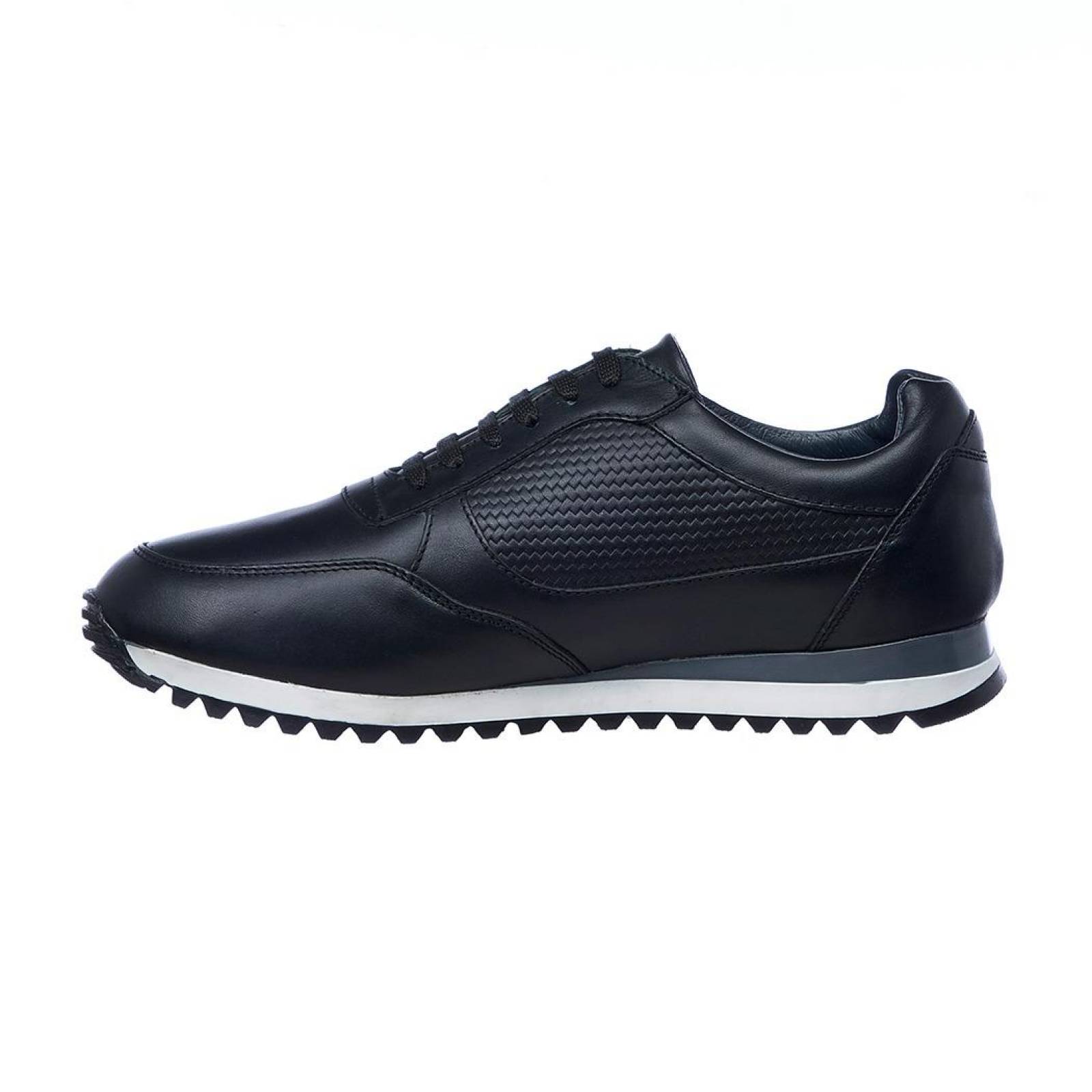 Tenis hombre tipo piel negro casual comodo urbano 046C11 
