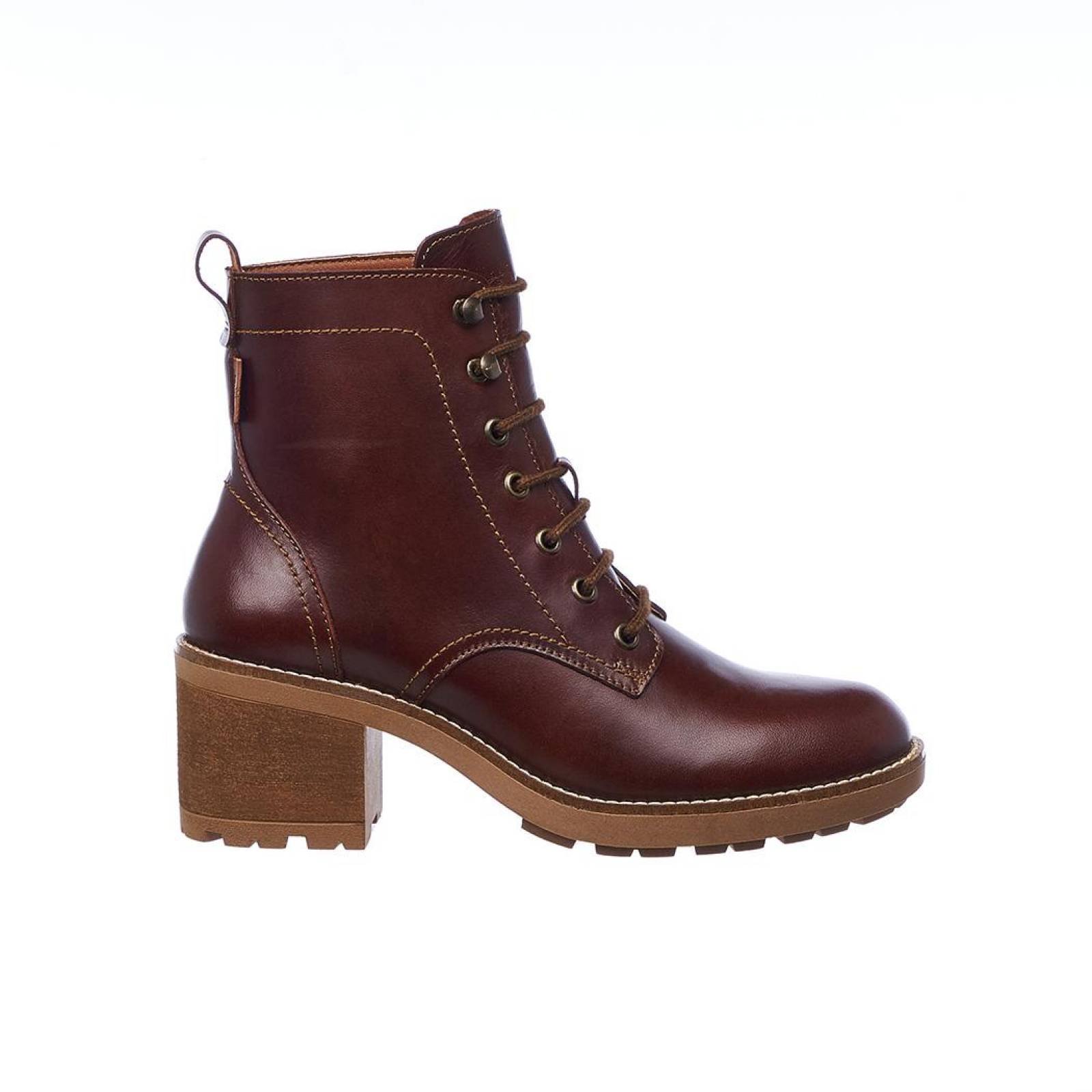 Botines Levi's Para Mujer Piel Caoba Tacón Ancho Moda Casual