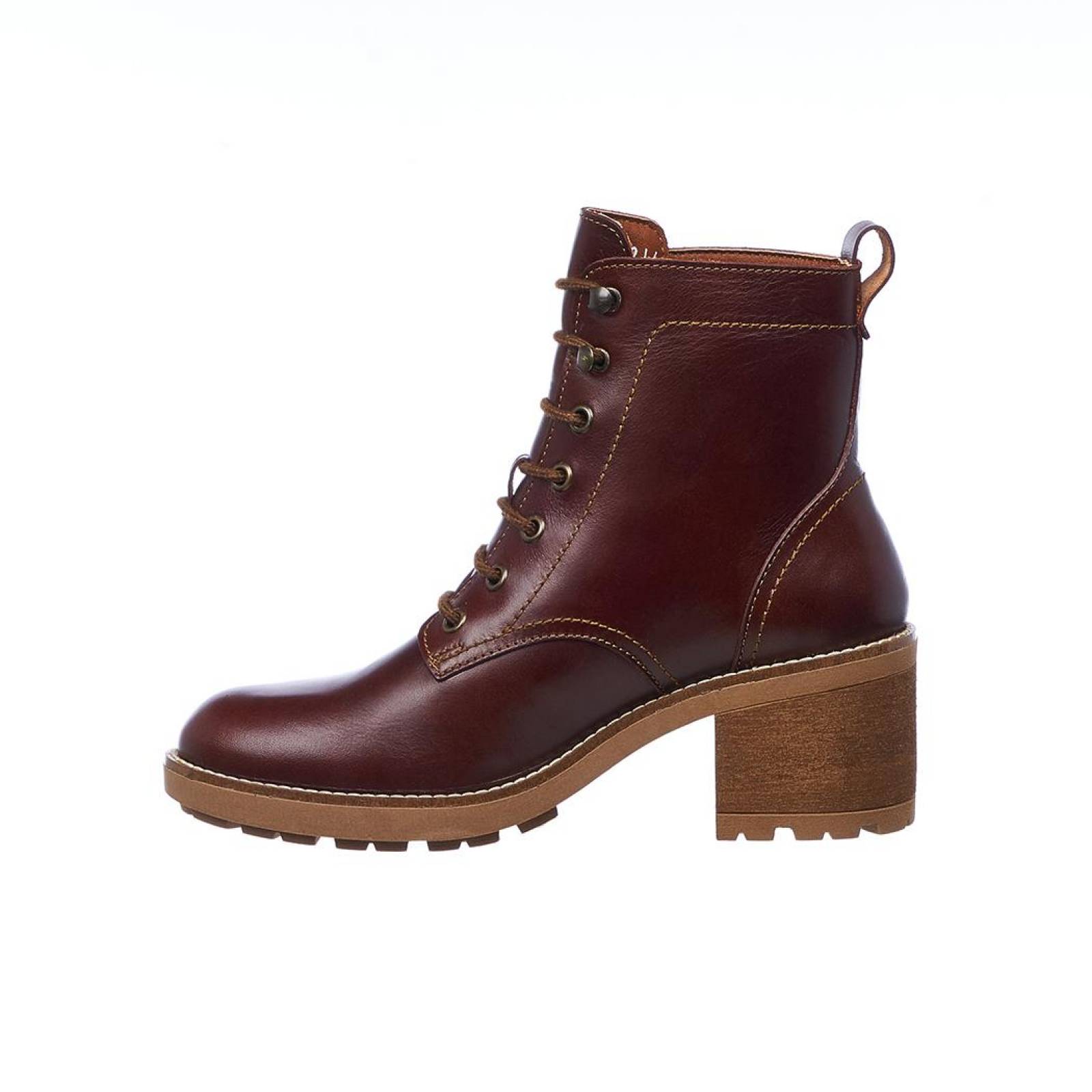 Botines Levi's Para Mujer Piel Caoba Tacón Ancho Moda Casual