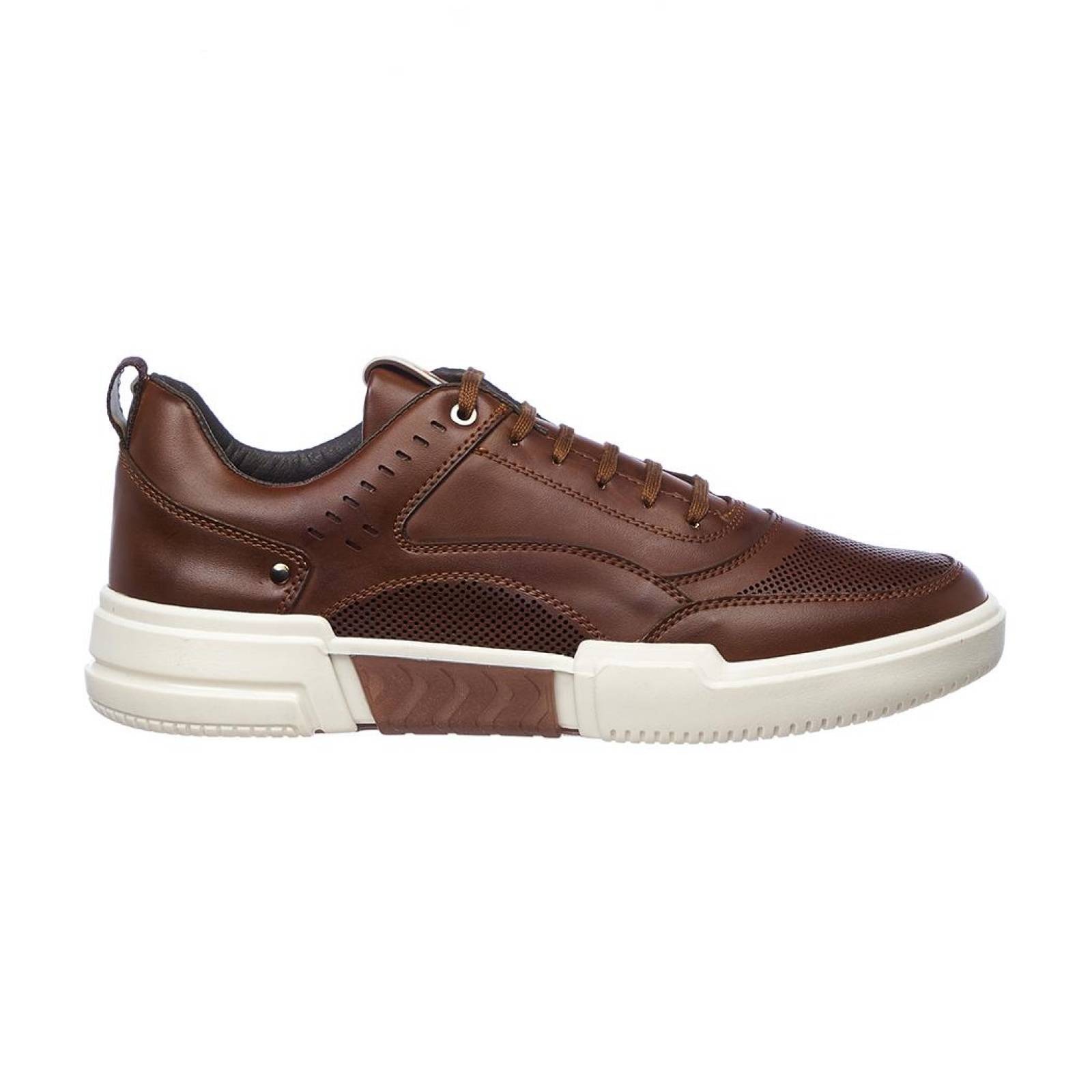 Tenis Hombre Sneaker Moda Casual Basic Urbano Suela Cómoda Tipo Piel Café 024C3A 
