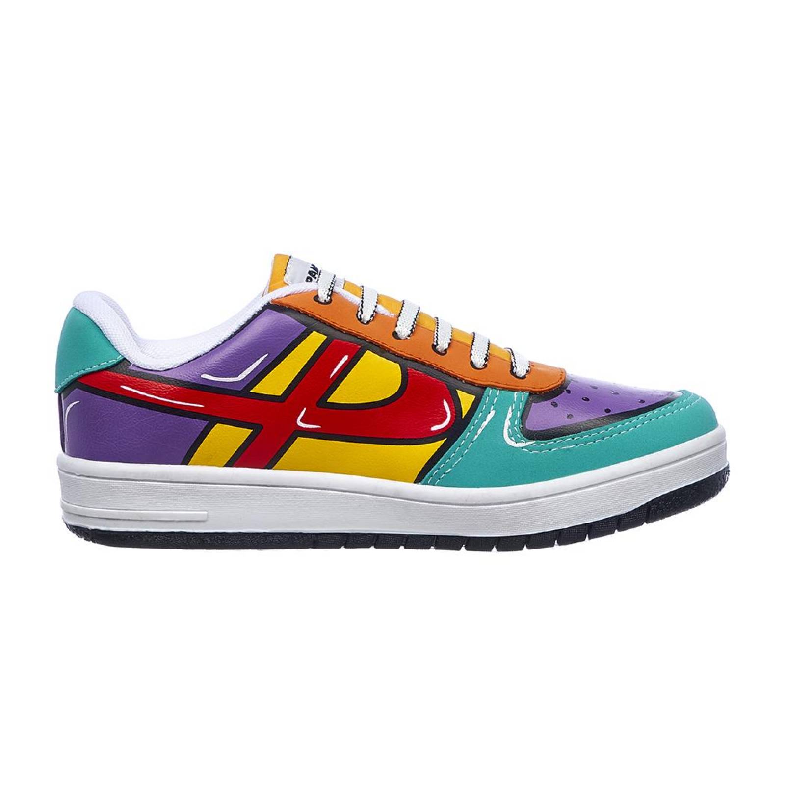 Tenis Panan Hombre Moda Casual Urbano Tipo Piel Negro Bicolor Detalles Suela Rojo 126C2J
