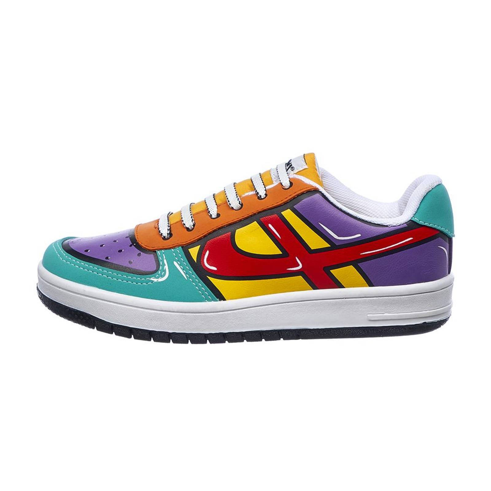 Tenis Panan Hombre Moda Casual Urbano Tipo Piel Negro Bicolor Detalles Suela Rojo 126C2J