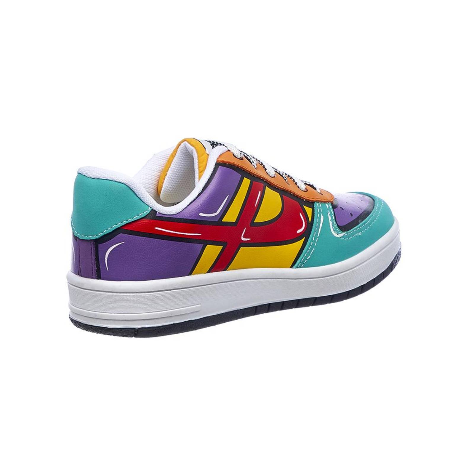 Tenis Panan Hombre Moda Casual Urbano Tipo Piel Negro Bicolor Detalles Suela Rojo 126C2J