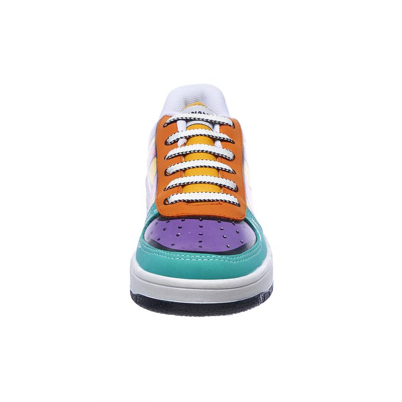 Tenis Panan Hombre Moda Casual Urbano Tipo Piel Negro Bicolor Detalles Suela Rojo 126C2J