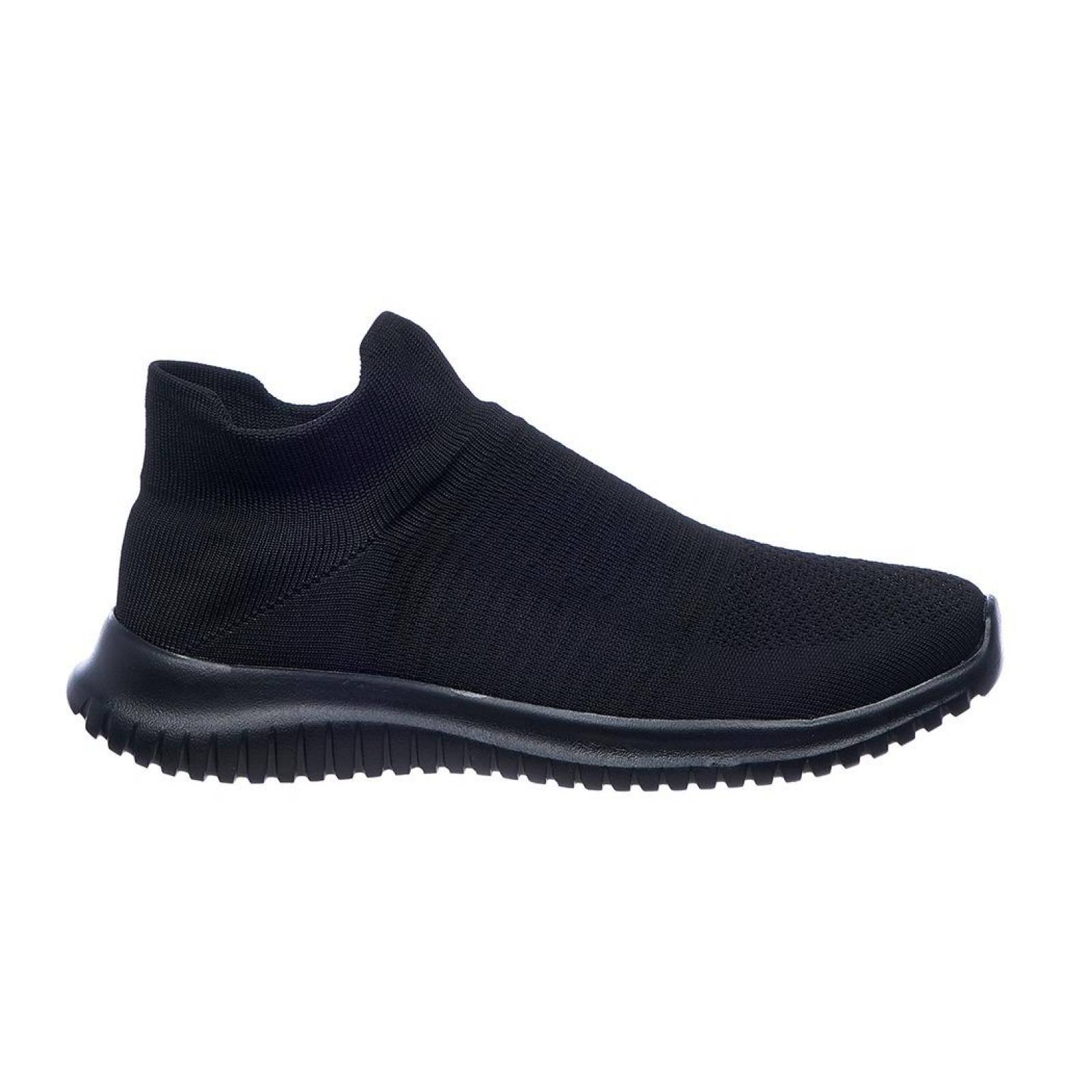 Tenis hombre cómodo casual negro sin cordones 128C12 