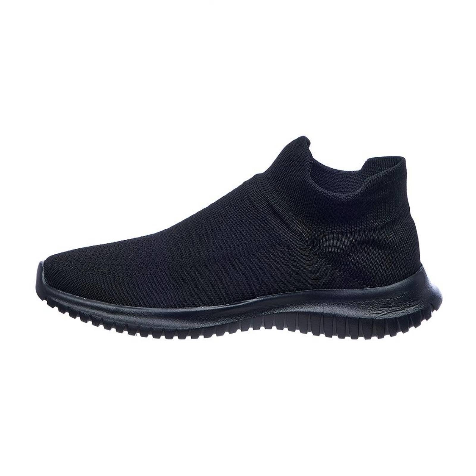 Tenis hombre cómodo casual negro sin cordones 128C12 