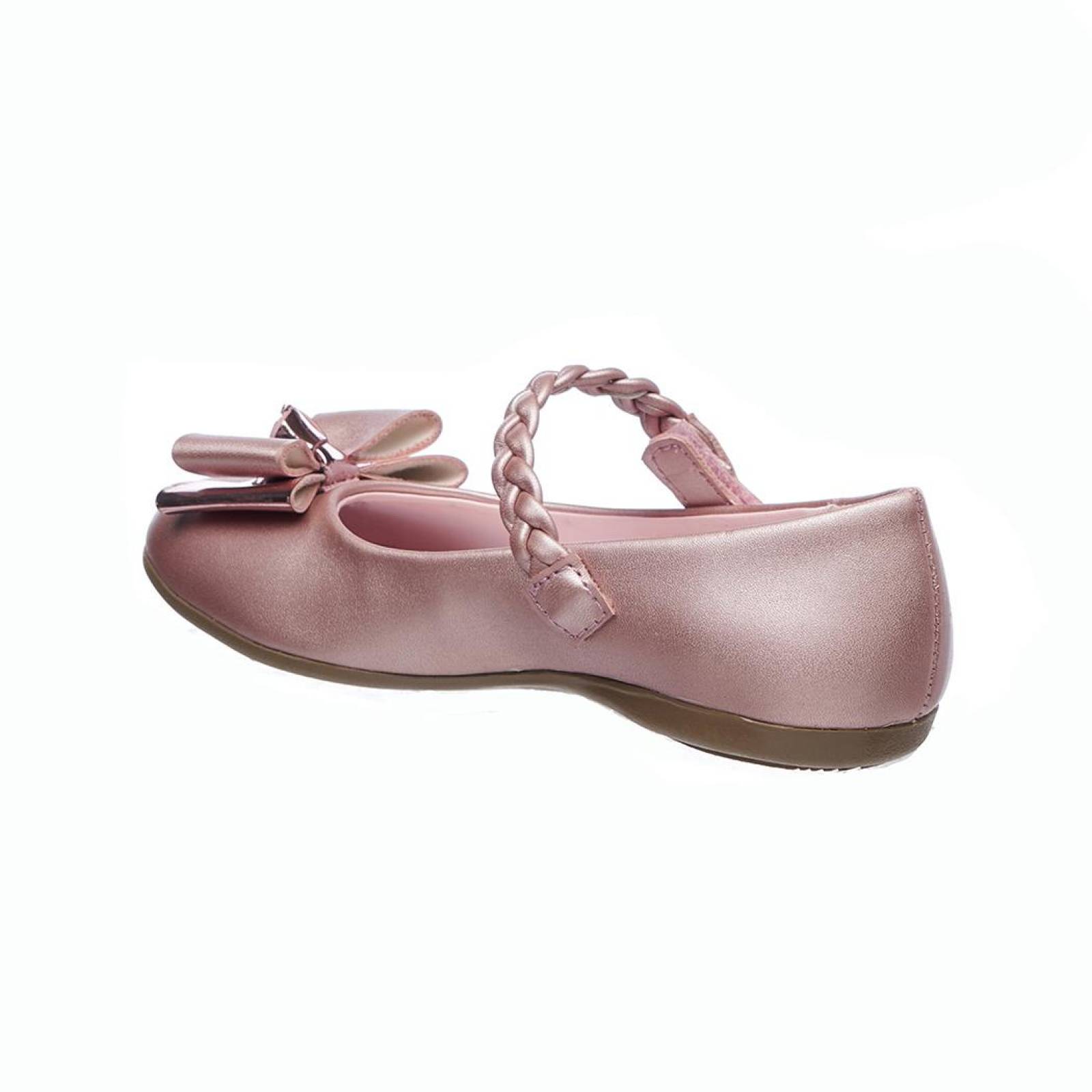 Flats Ballerina Niña Moda Casual Cómodo Tipo Piel Rosa Moño Frontal Ajuste Tirante 005A3Y 