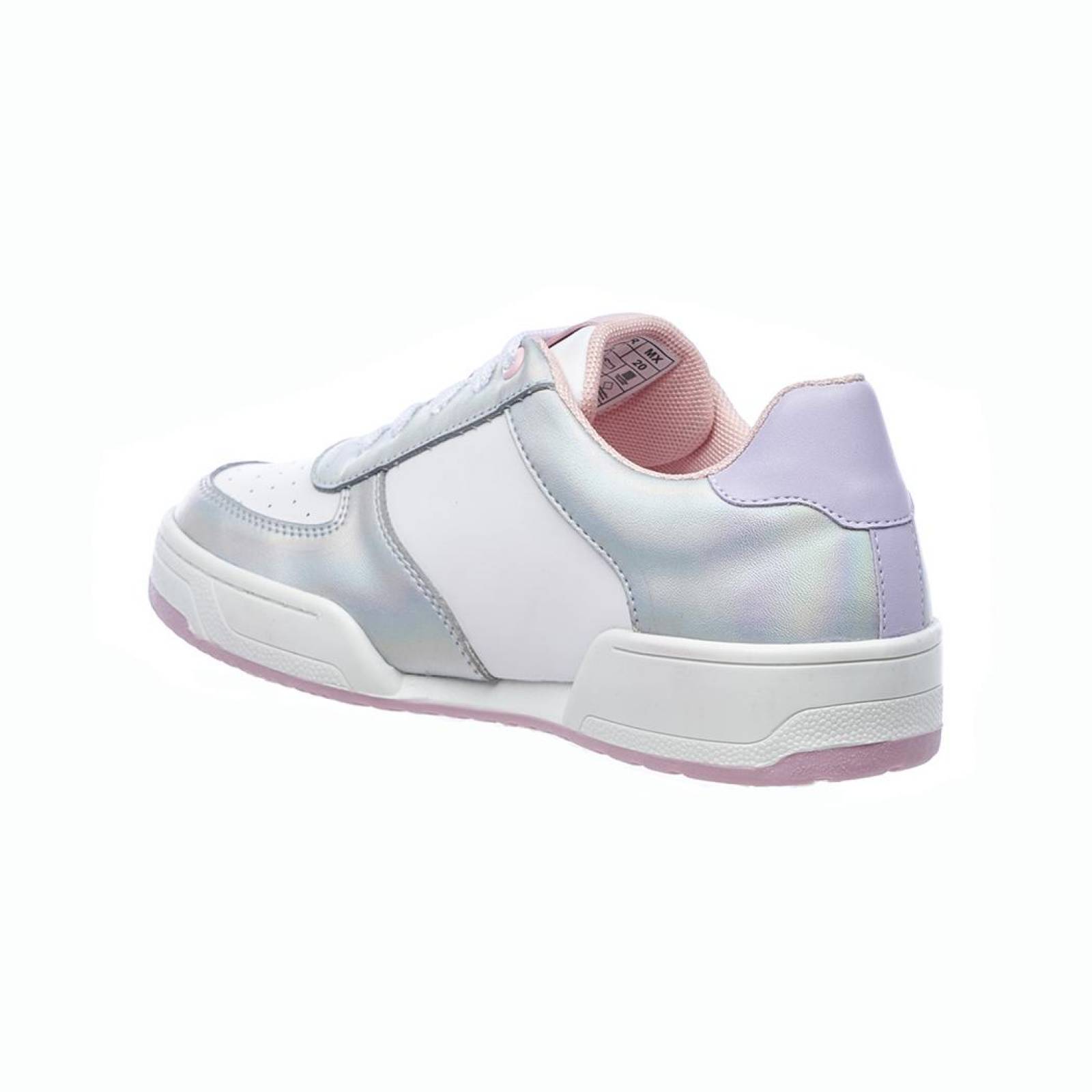 Tenis Tropicana Mujer Juvenil Moda Casual Cómodo Tipo Piel Blanco Rosa Plateado 005B4F 