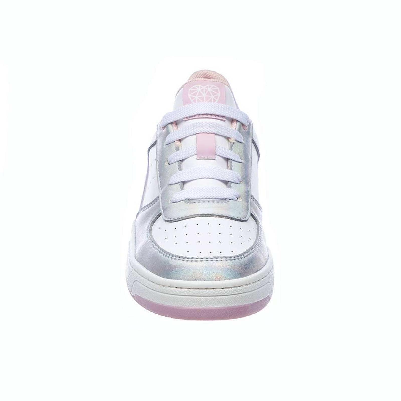 Tenis Tropicana Mujer Juvenil Moda Casual Cómodo Tipo Piel Blanco Rosa Plateado 005B4F 