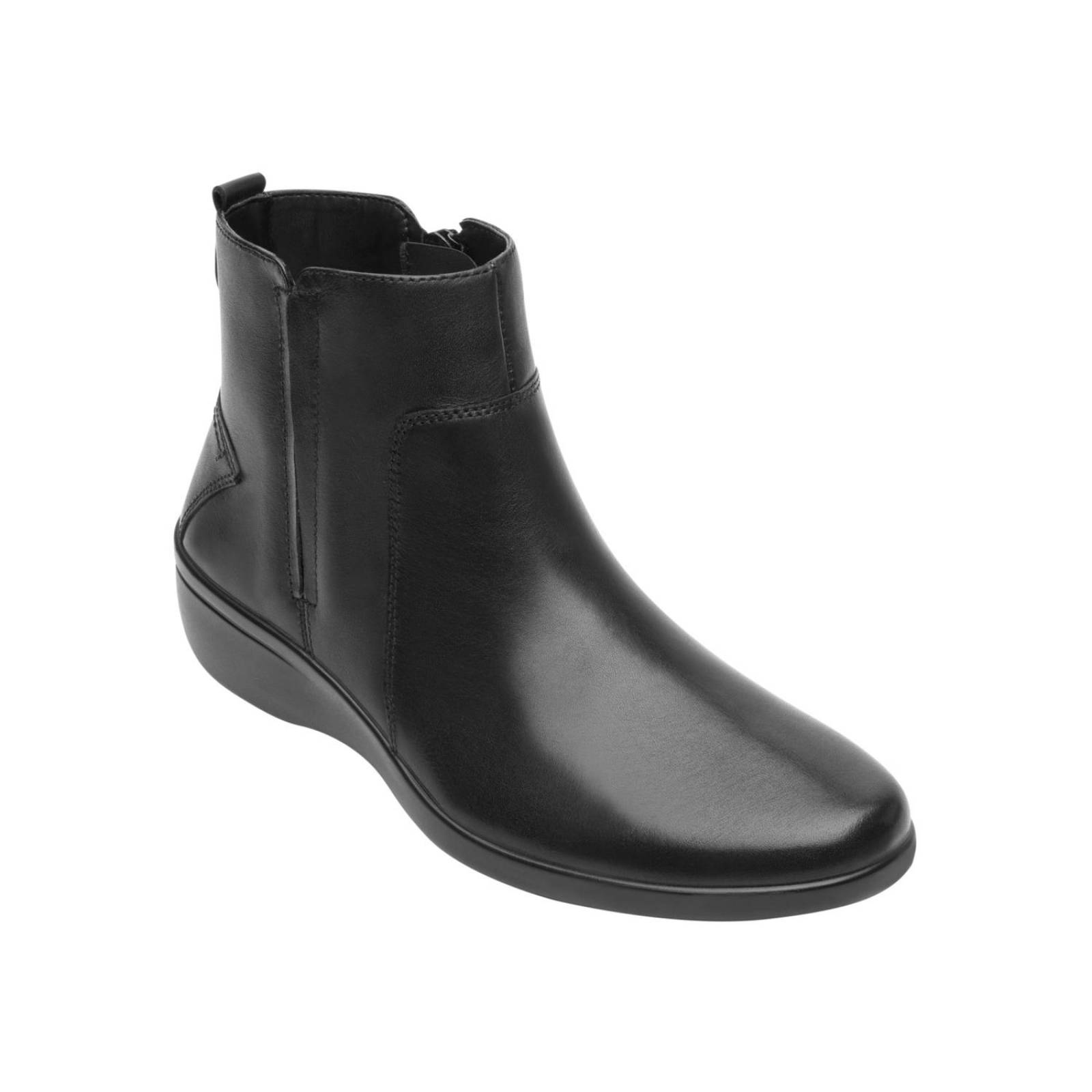 Botín Flexi Mujer Moda Casual Piel Negro Cierre Interno Acabado Napa Flor Entera 18128N