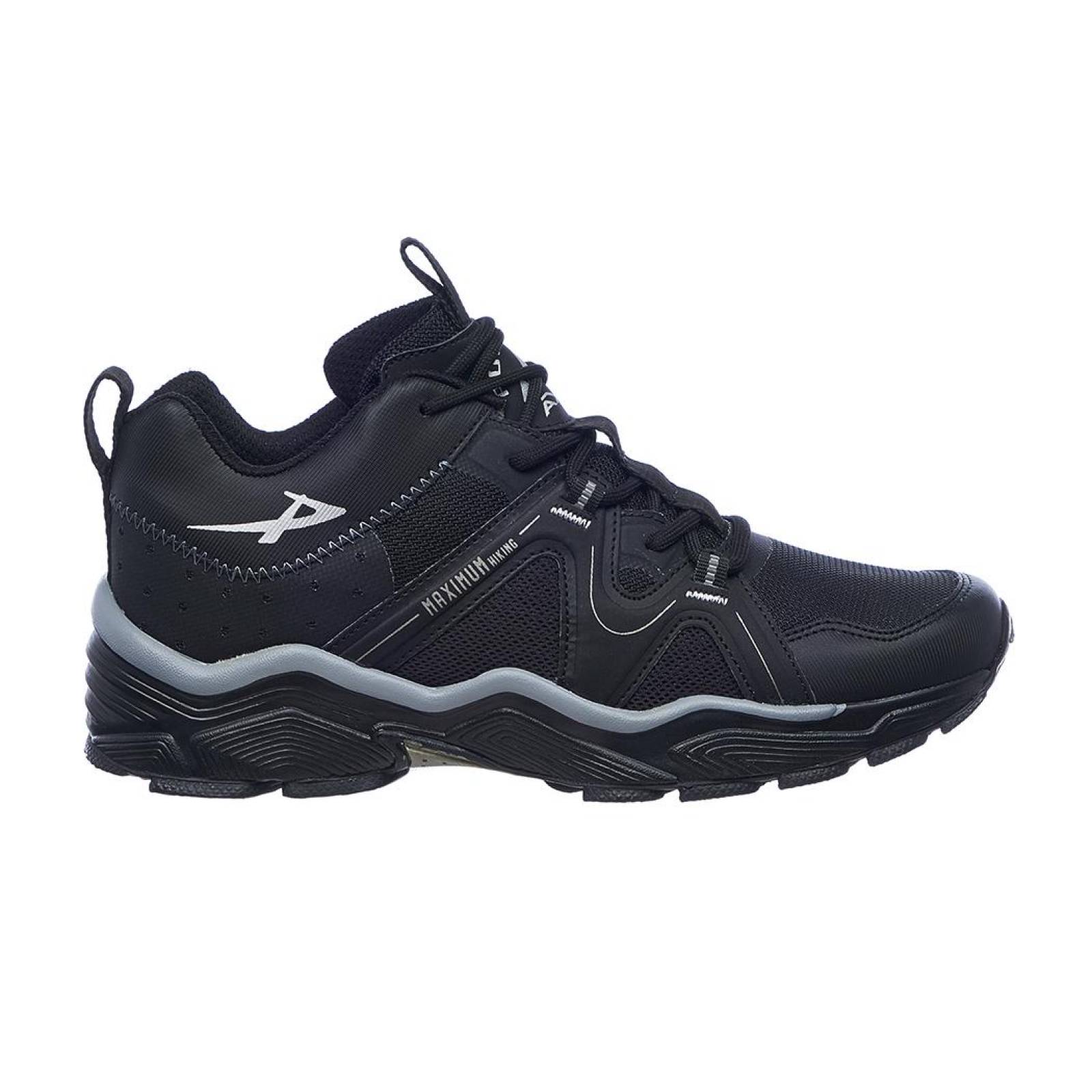 Tenis Pontiac Hombre Moda Casual Camping Uso Rudo Tipo Piel Negro Cómodo 104C1R