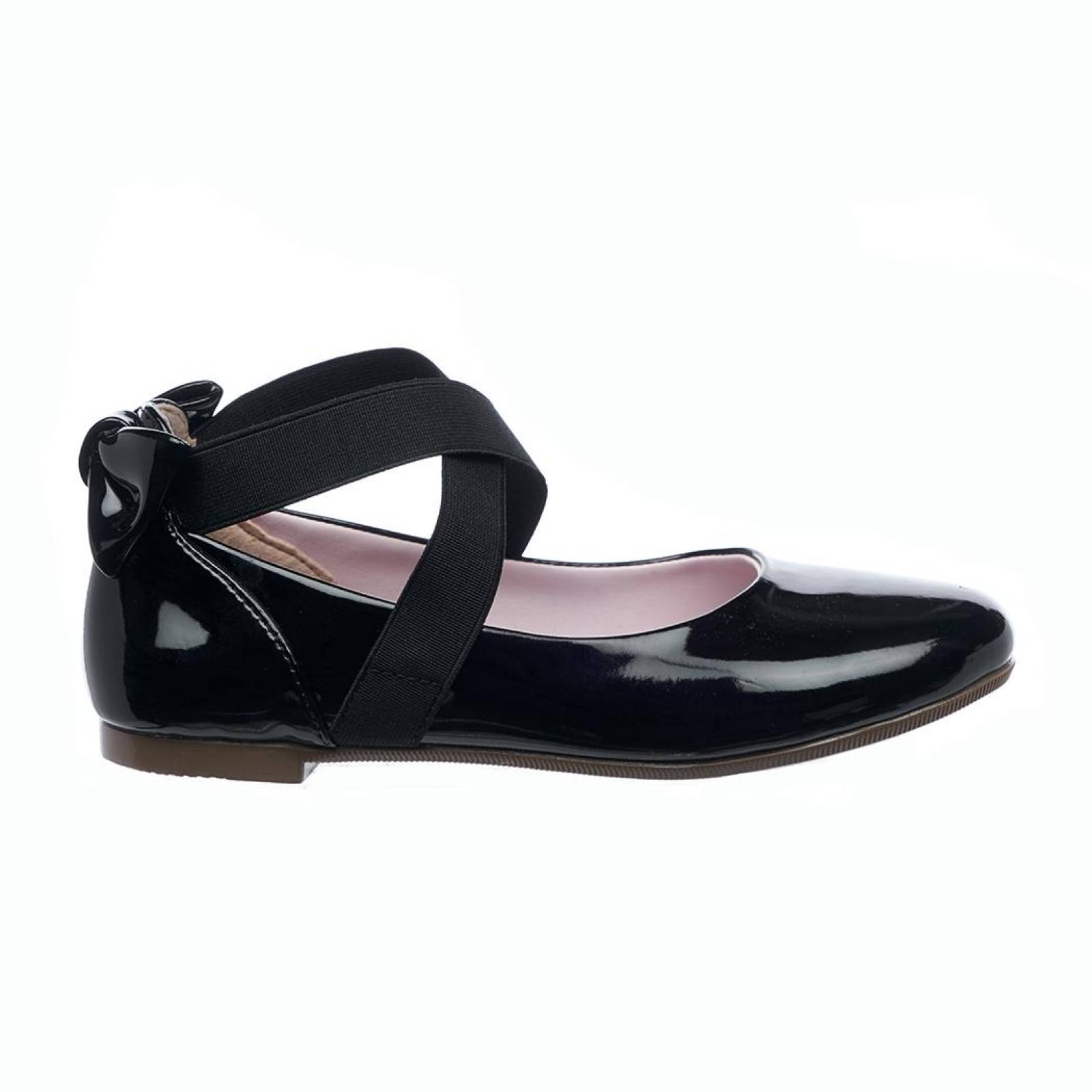 Flats Ballerina Mujer Moda Casual Cómodo Charol Negro Moño Trasero Ajuste Tirantes 005B4Q 