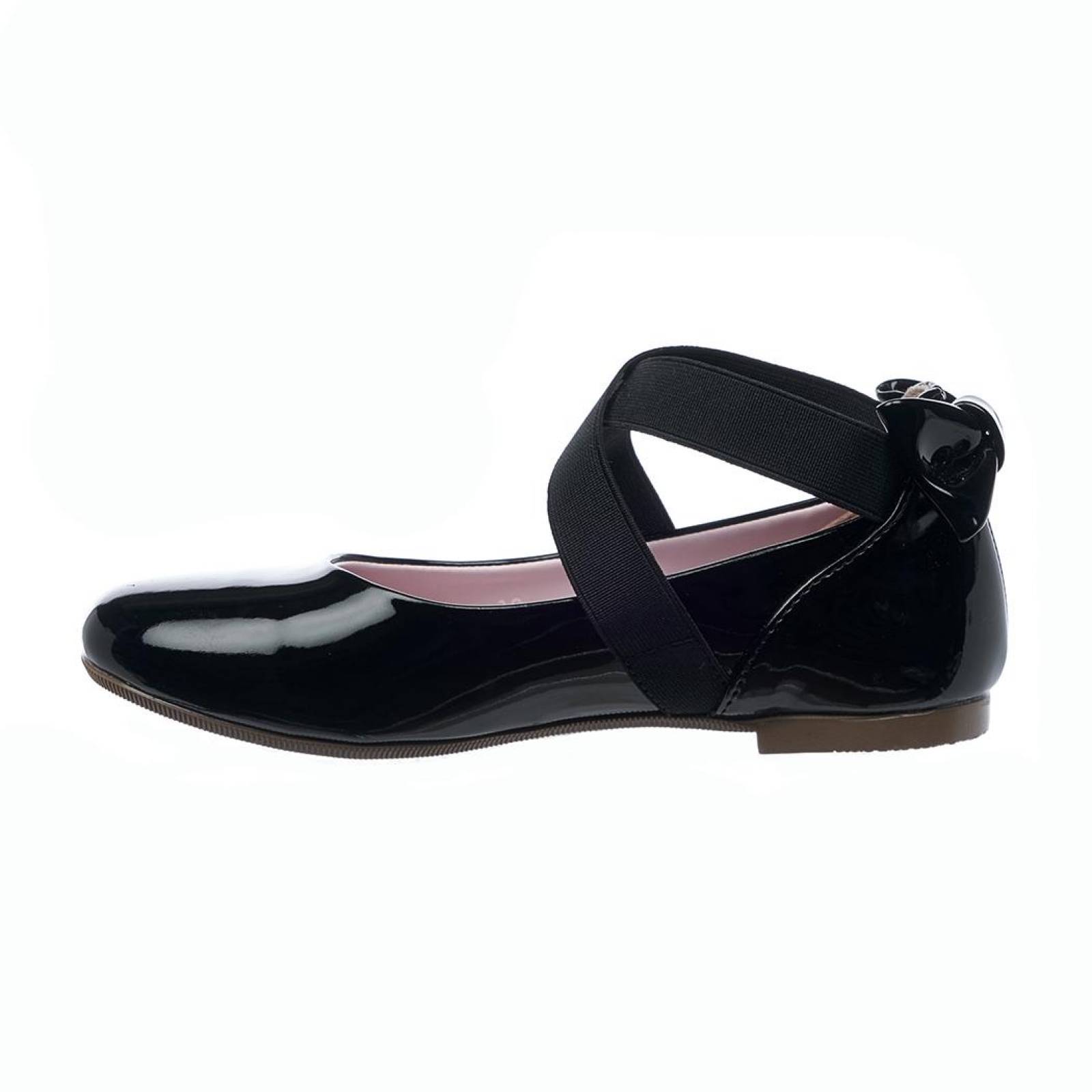 Flats Ballerina Mujer Moda Casual Cómodo Charol Negro Moño Trasero Ajuste Tirantes 005B4Q 